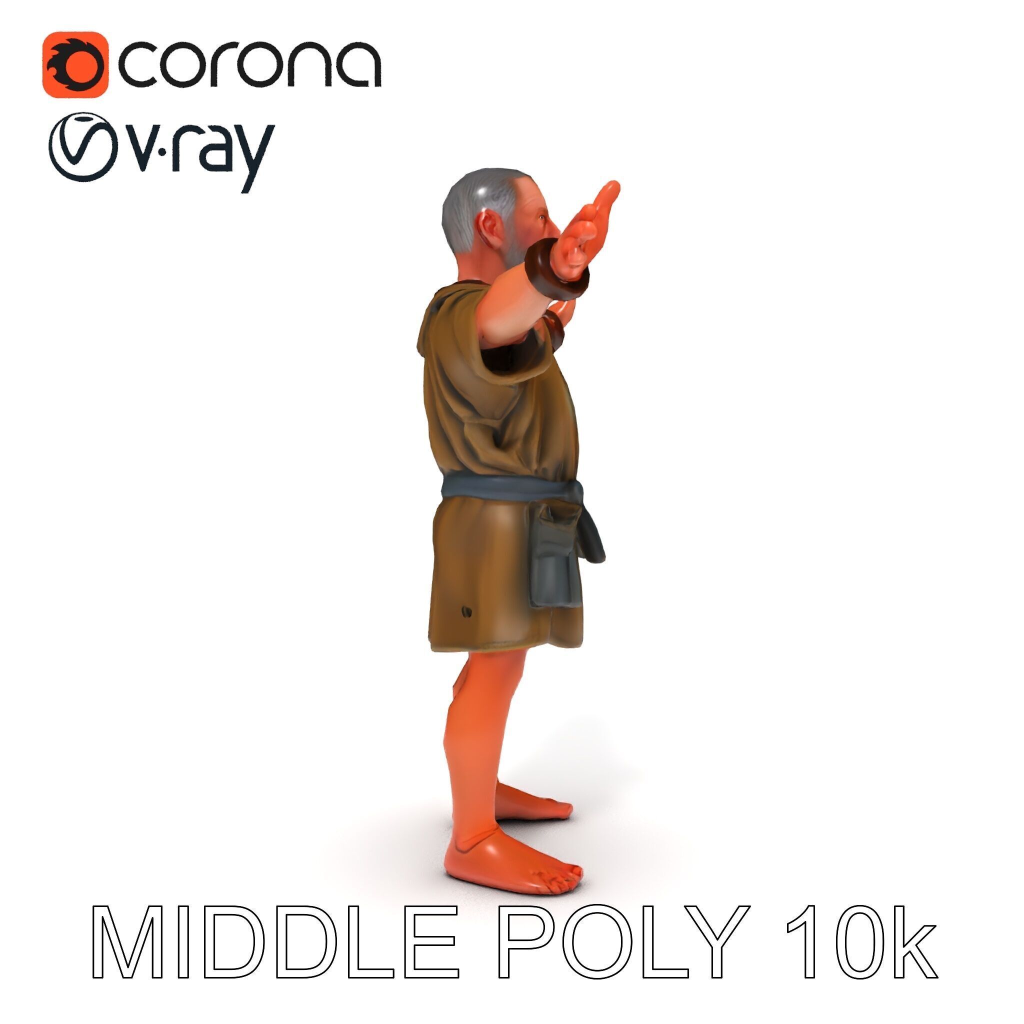 Medieval Peasant Male D Character Model with Detailed Textures Low-poly 3D model_21