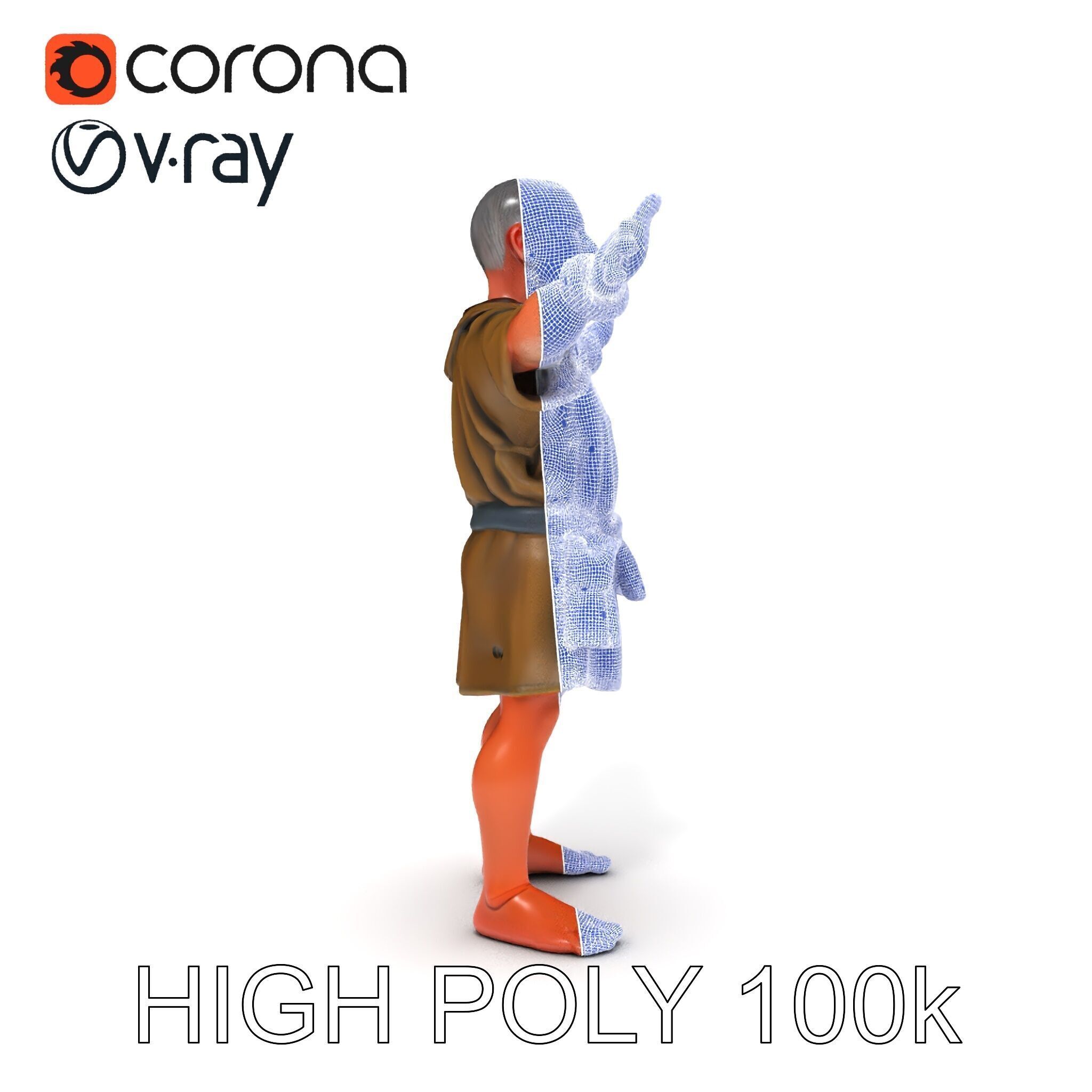 Medieval Peasant Male D Character Model with Detailed Textures Low-poly 3D model_14