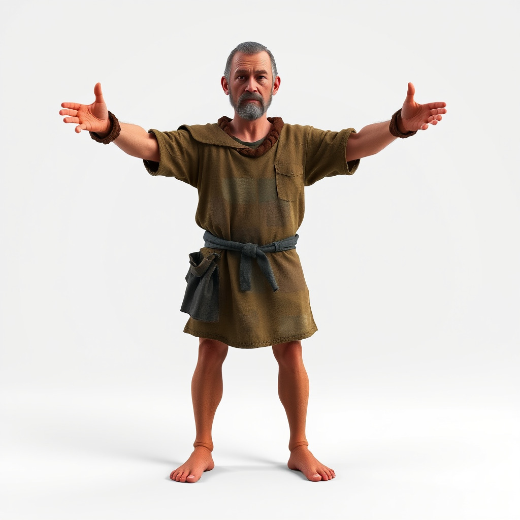 Medieval Peasant Male D Character Model with Detailed Textures Low-poly 3D model_4