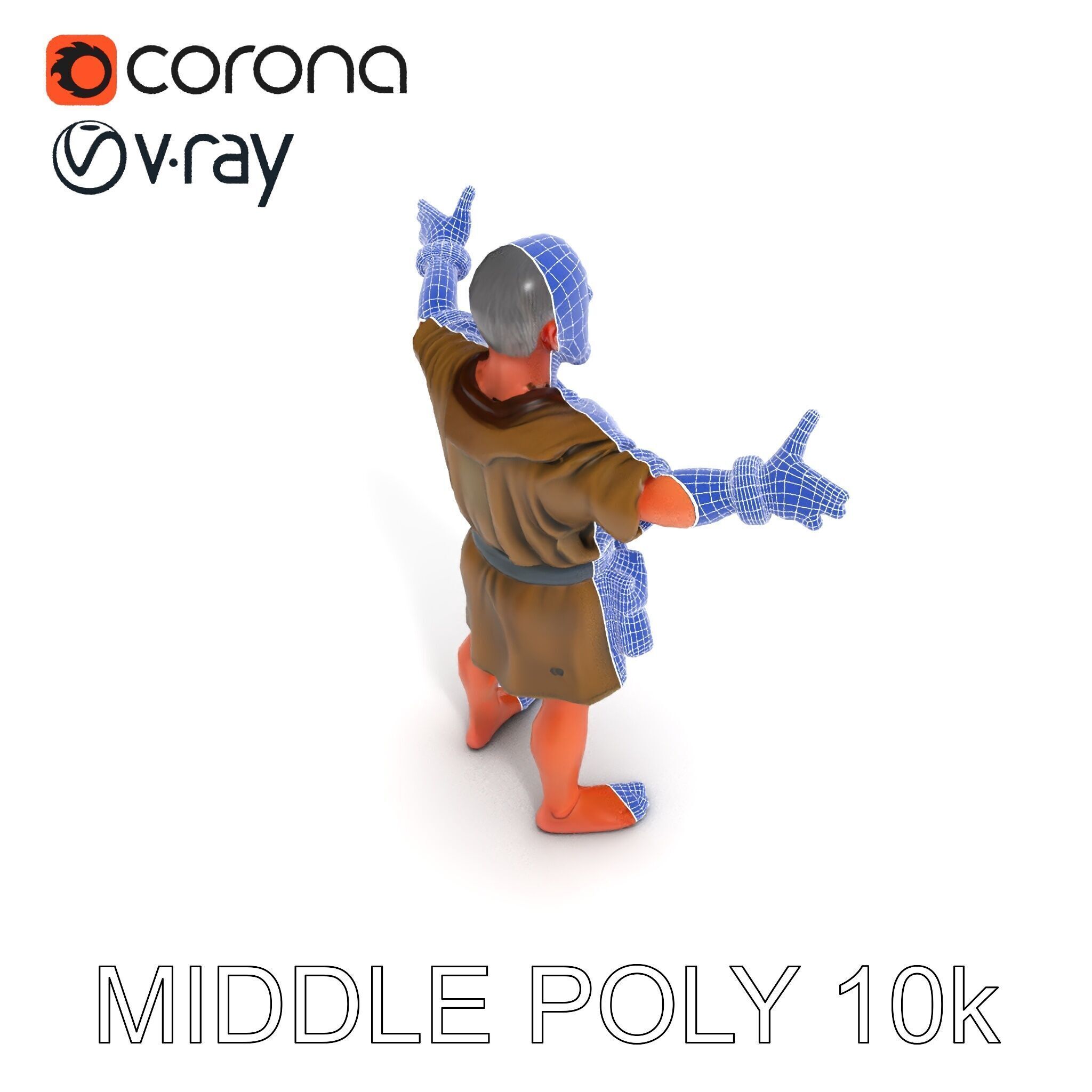Medieval Peasant Male D Character Model with Detailed Textures Low-poly 3D model_15