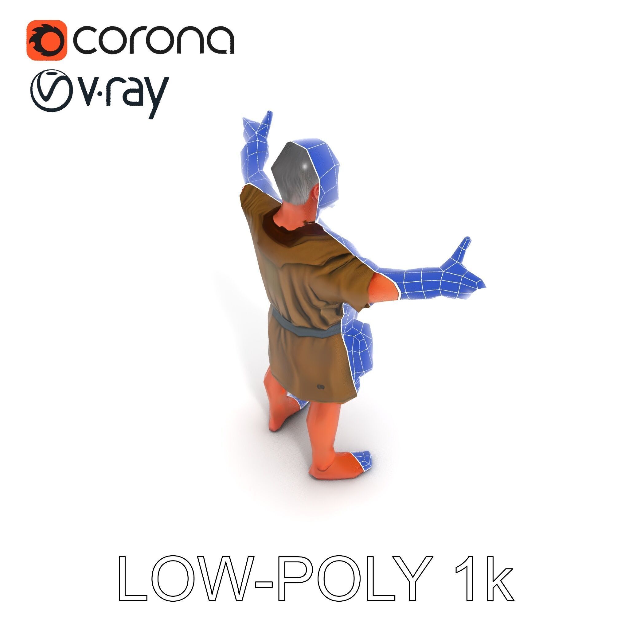 Medieval Peasant Male D Character Model with Detailed Textures Low-poly 3D model_22