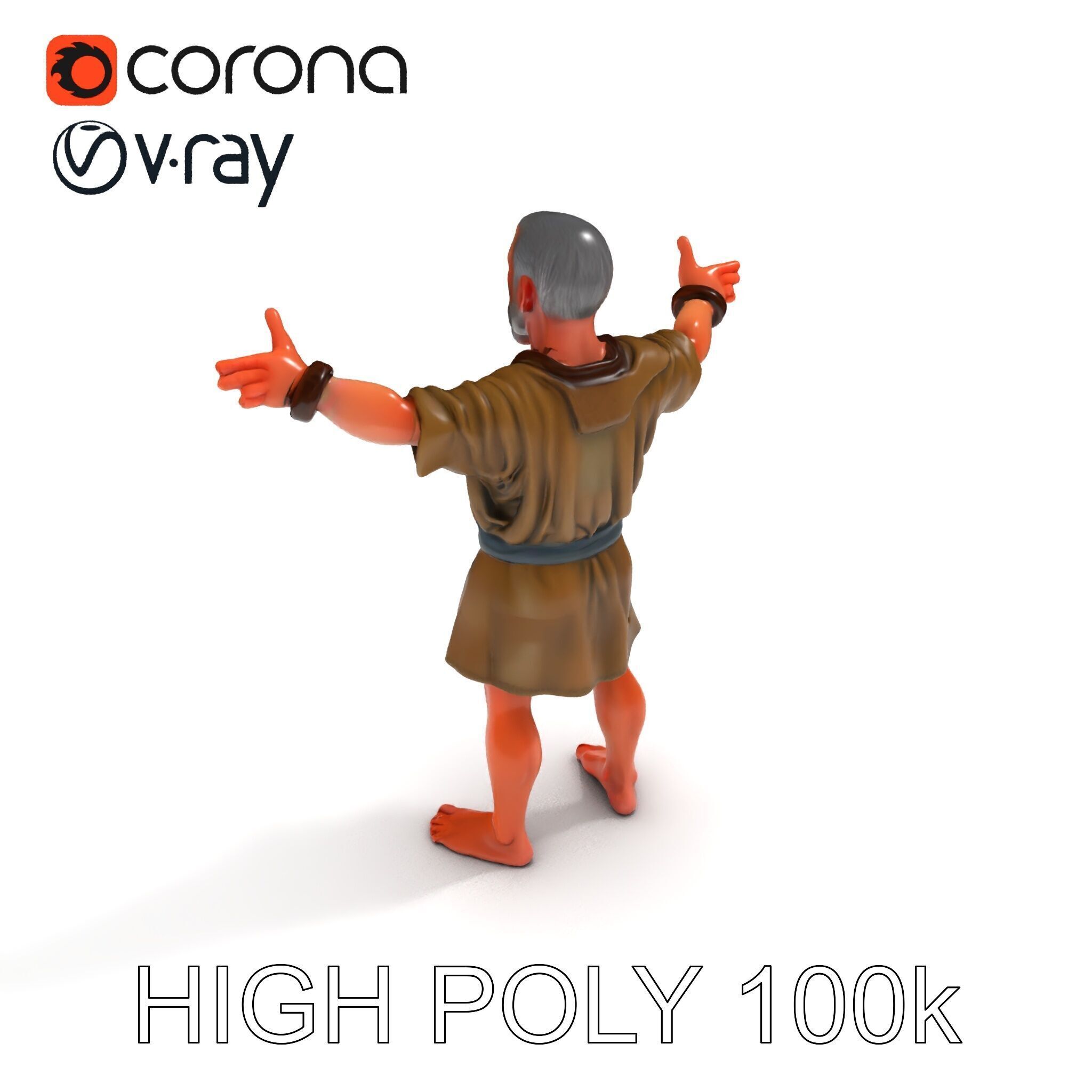 Medieval Peasant Male D Character Model with Detailed Textures Low-poly 3D model_29