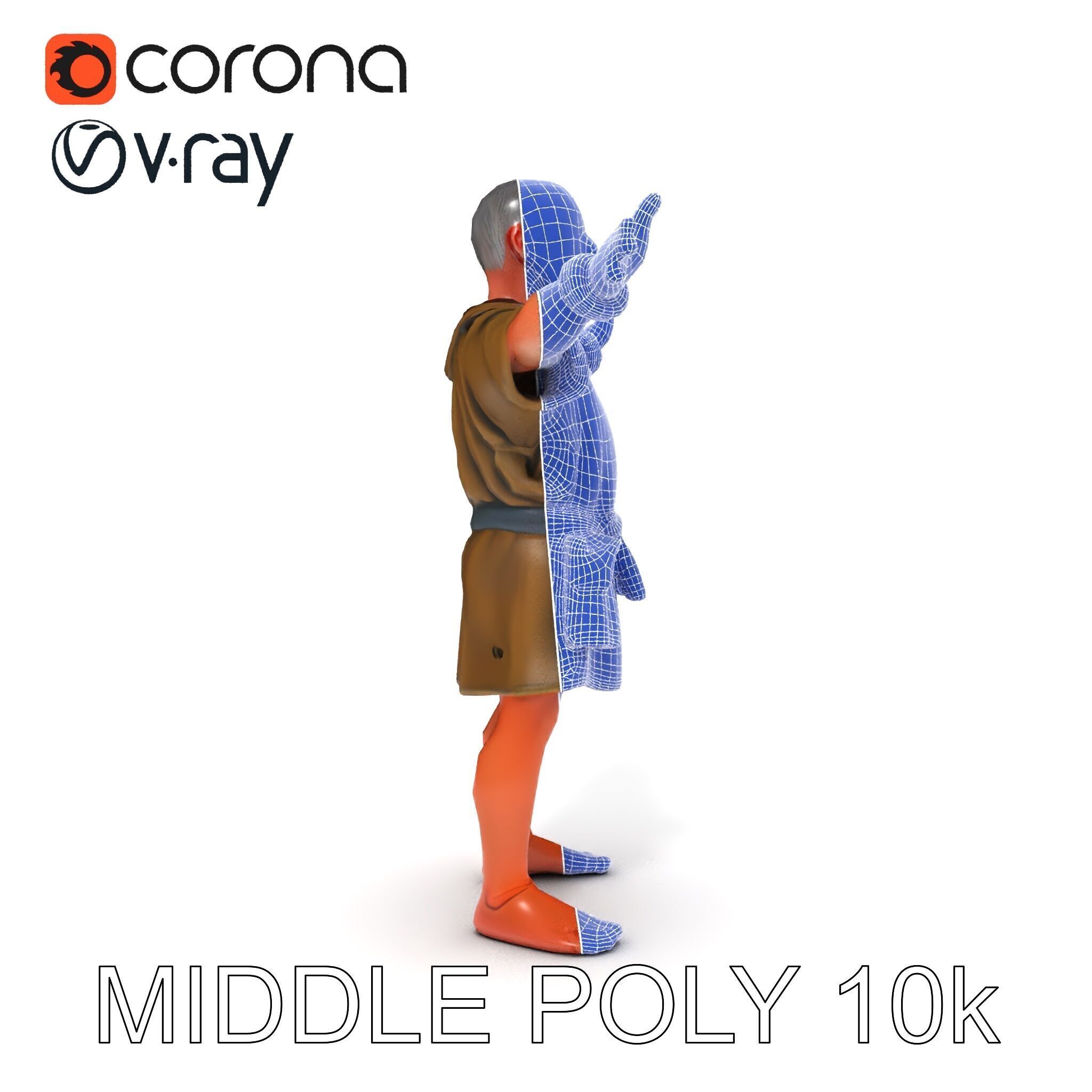 Medieval Peasant Male D Character Model with Detailed Textures Low-poly 3D model_27