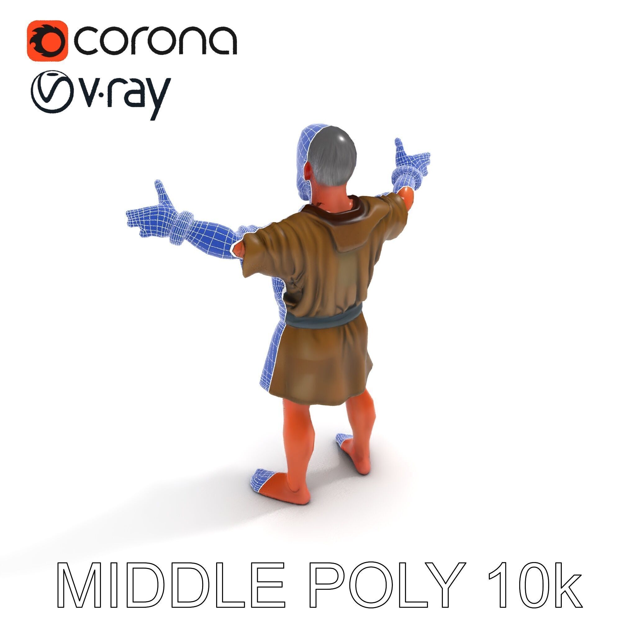 Medieval Peasant Male D Character Model with Detailed Textures Low-poly 3D model_33