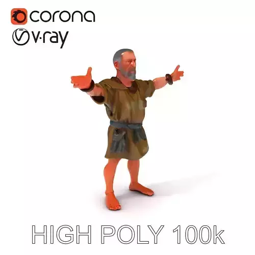 Medieval Peasant Male D Character Model with Detailed Textures Low-poly 3D model