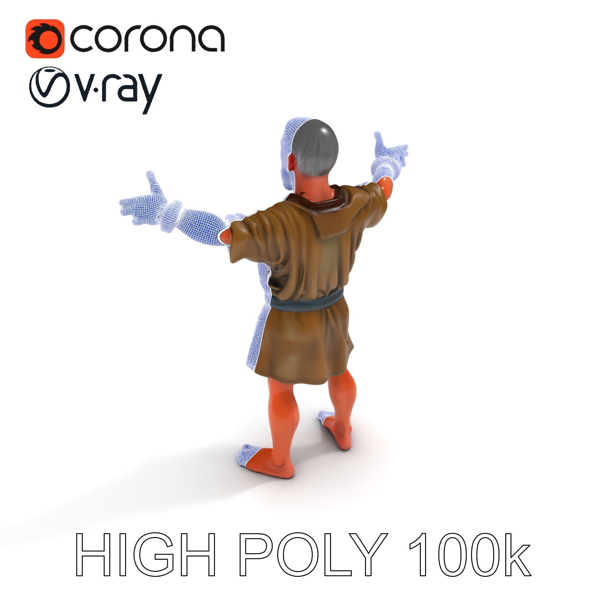 Medieval Peasant Male D Character Model with Detailed Textures Low-poly 3D model_17