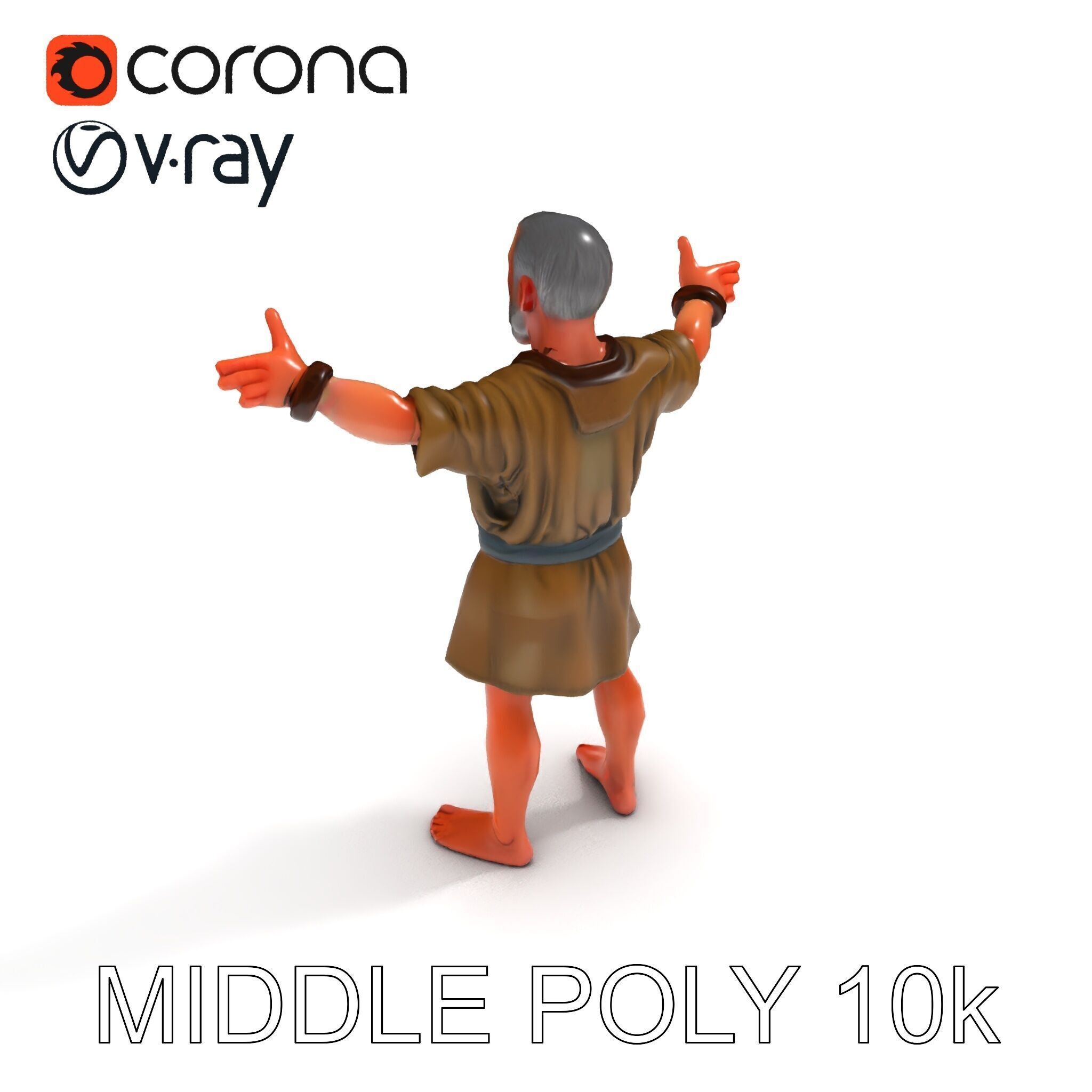 Medieval Peasant Male D Character Model with Detailed Textures Low-poly 3D model_9