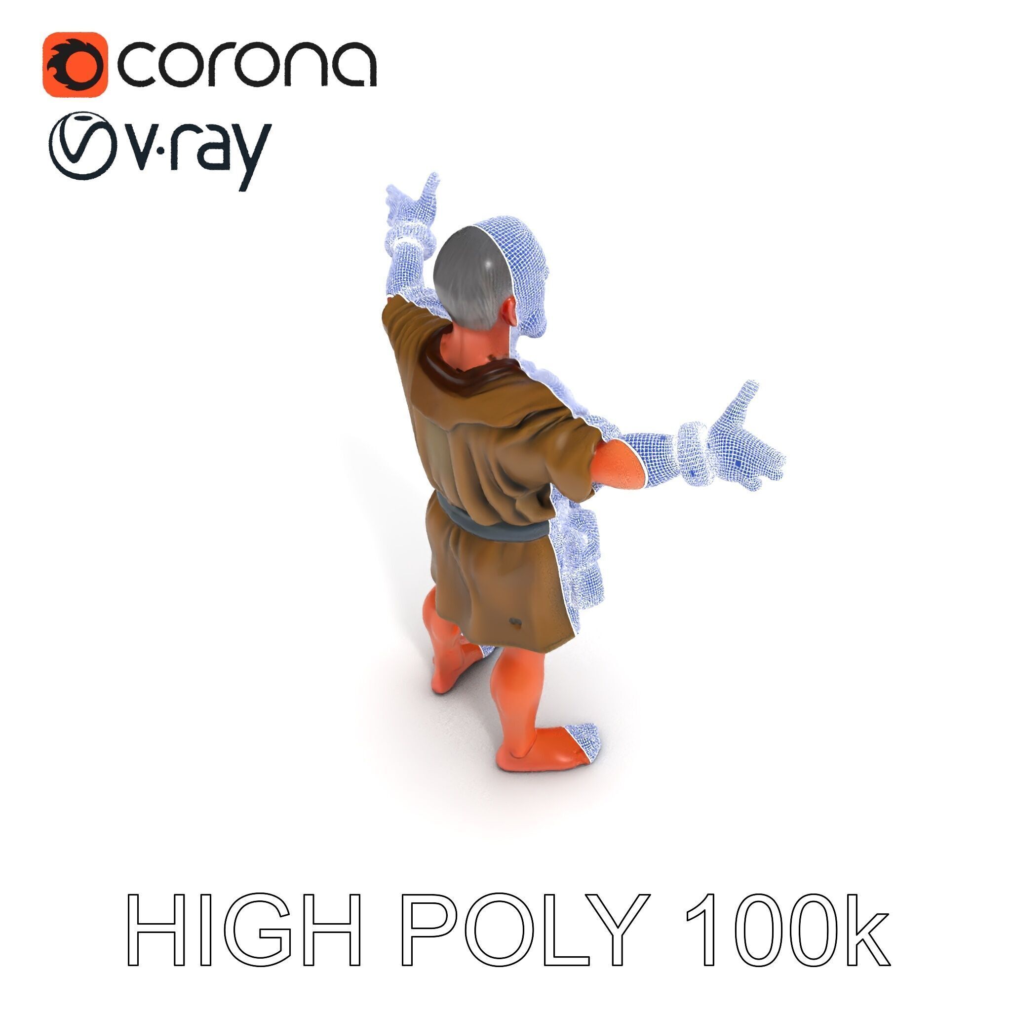 Medieval Peasant Male D Character Model with Detailed Textures Low-poly 3D model_36