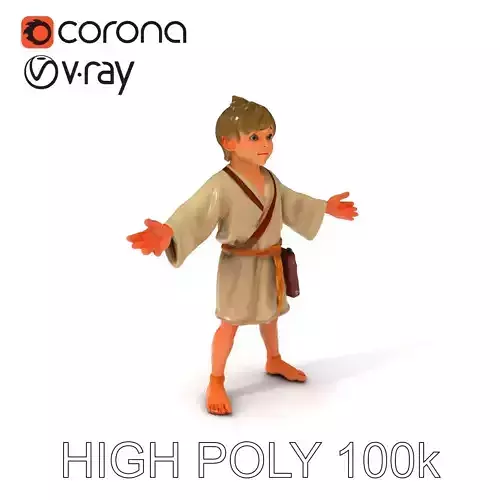 Young Adventurer Boy D Model Low Mid High Poly with PBR Textures Low-poly 3D model