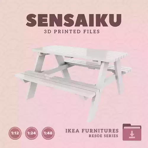 Reso Childrens Picnic Table for Mini Dollhouse - IKEA - 3D Print