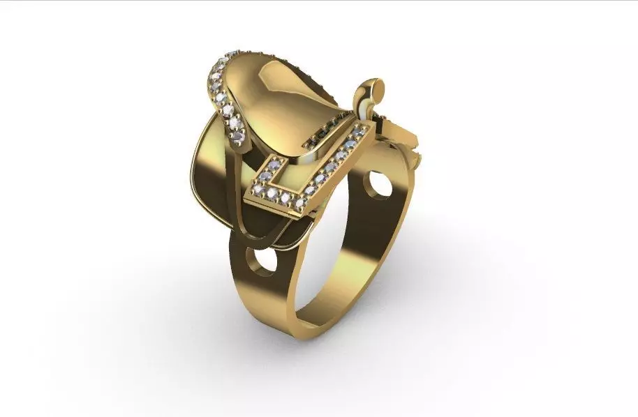 Horse Saddle Ring with Brilliants 3D print model