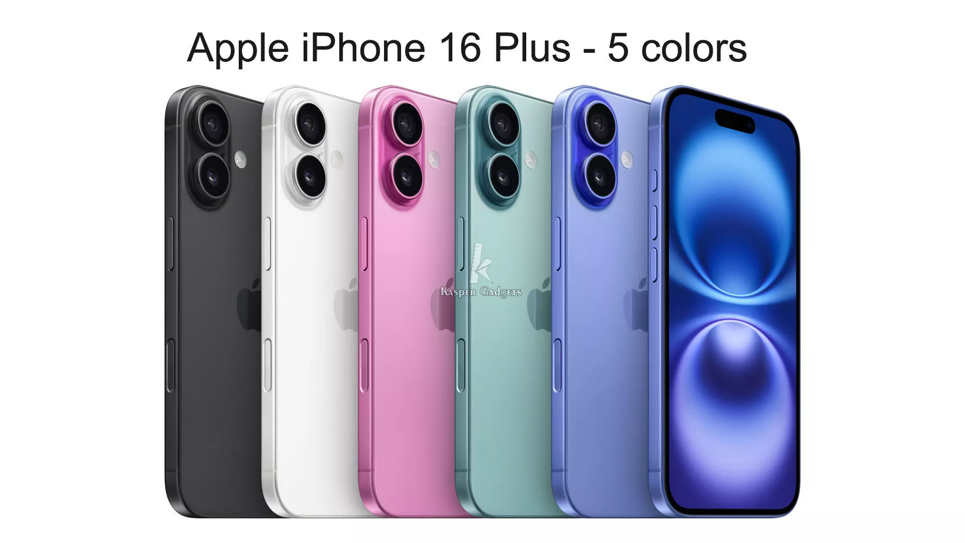 Apple iPhone 16 Plus Black White Pink Teal Ultramarine 5 colors 3D print model_0