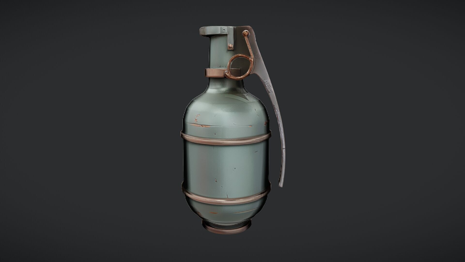 Green Hand Grenade 3D model_1