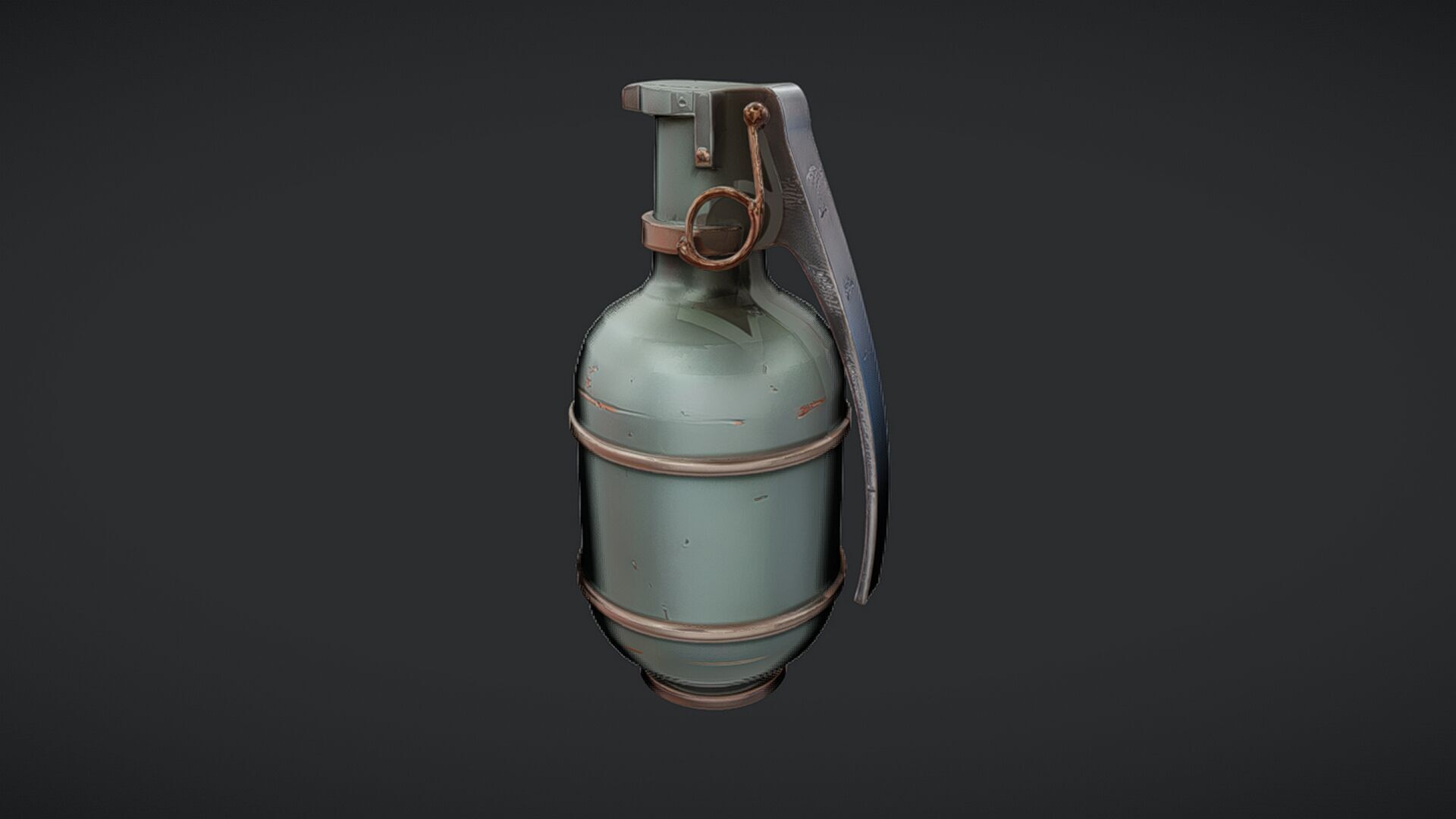Green Hand Grenade 3D model_9