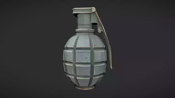 classic hand grenade with lever 3D model