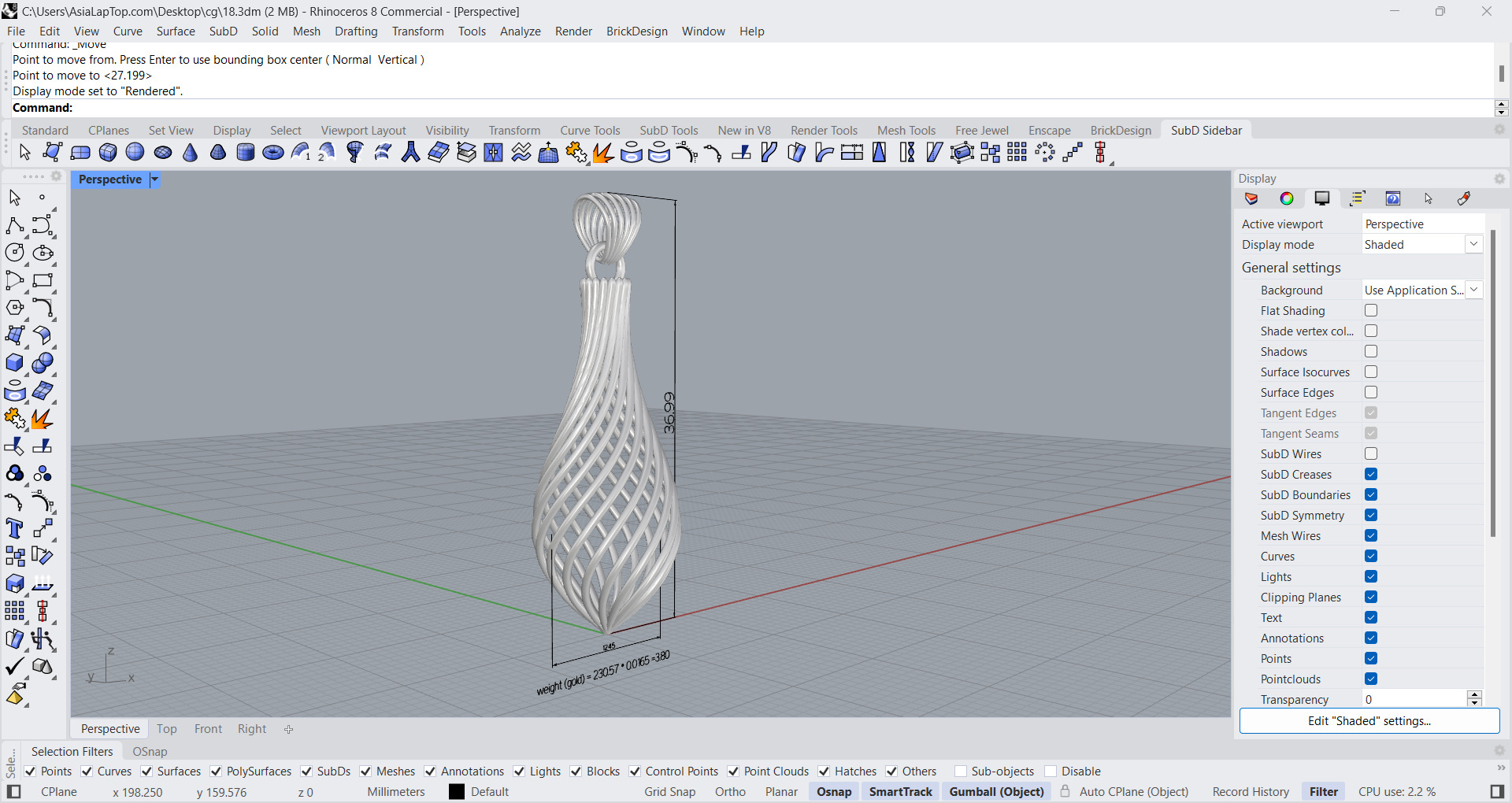 pendant 3D print model_3