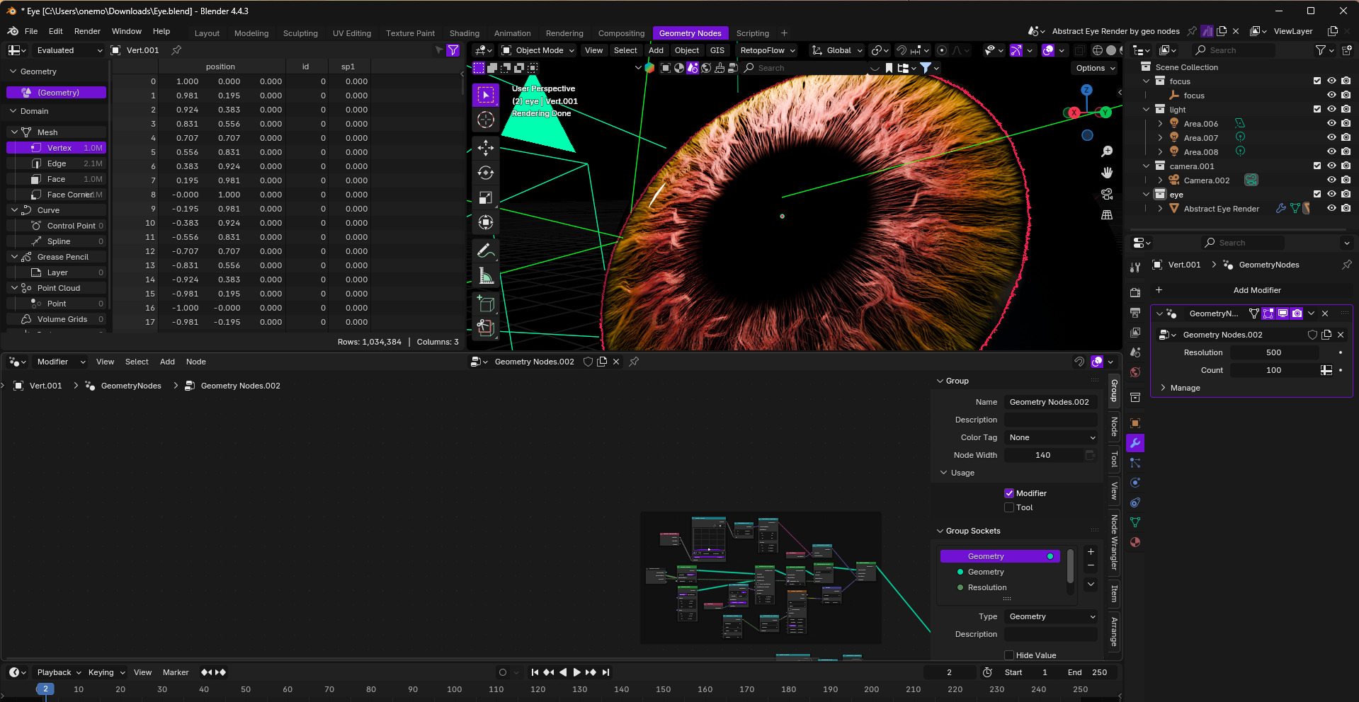 rocedural Realistic Eye Blender Geometry Nodes Animation 3D model_4