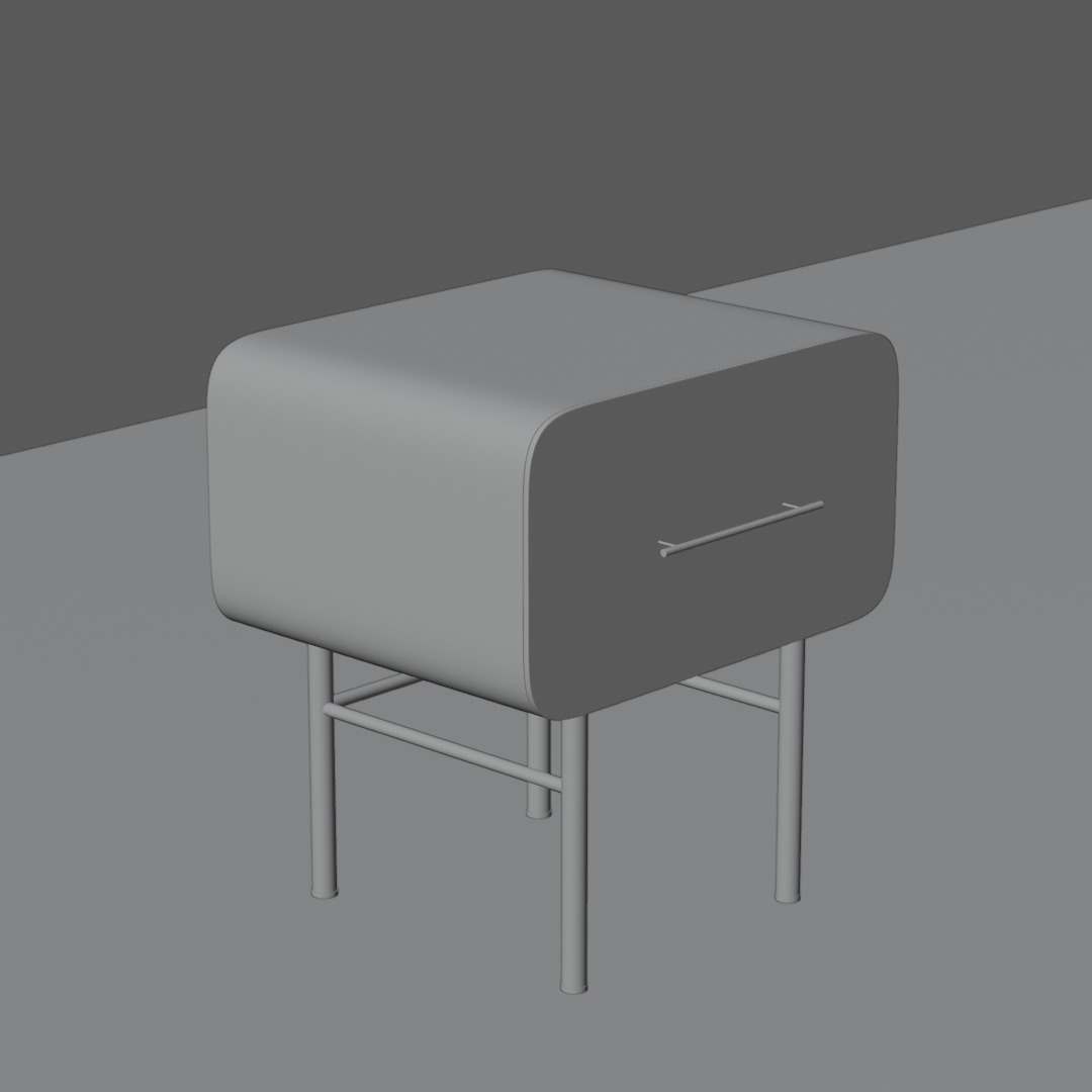 Contemporary Minimalist Bedside Table Low-poly 3D model_4