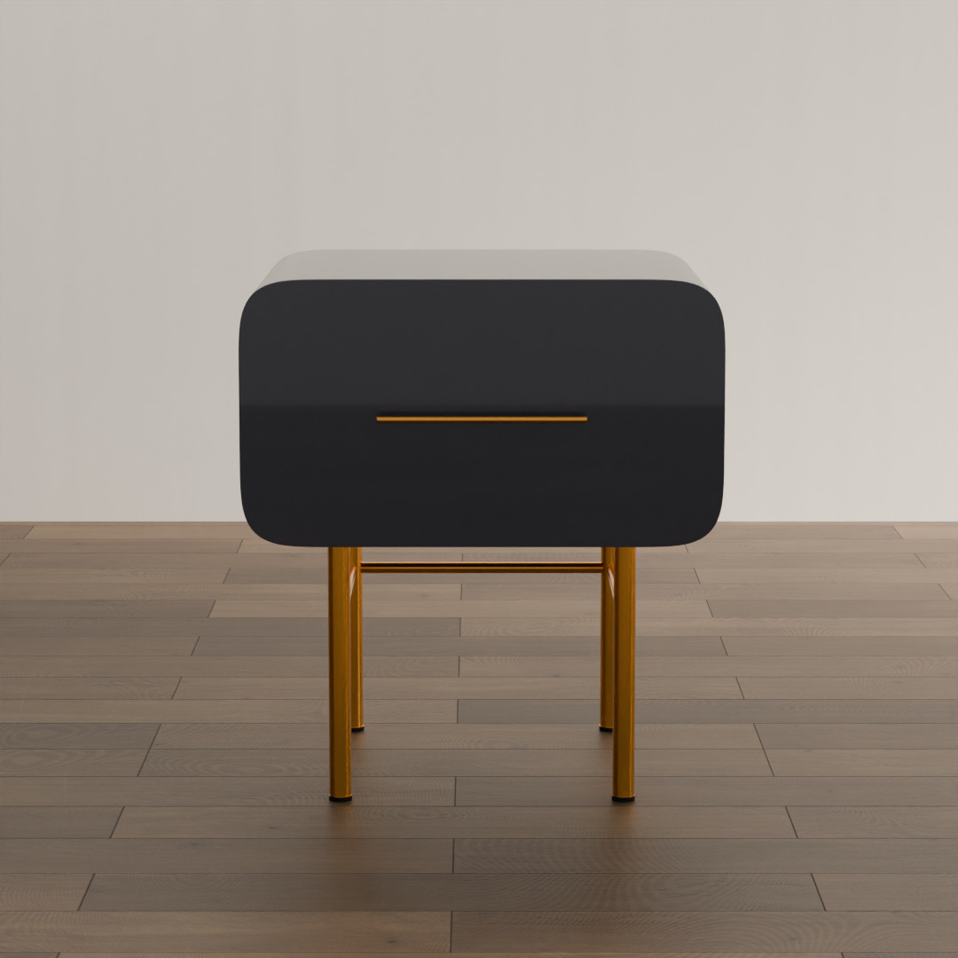 Contemporary Minimalist Bedside Table Low-poly 3D model_2