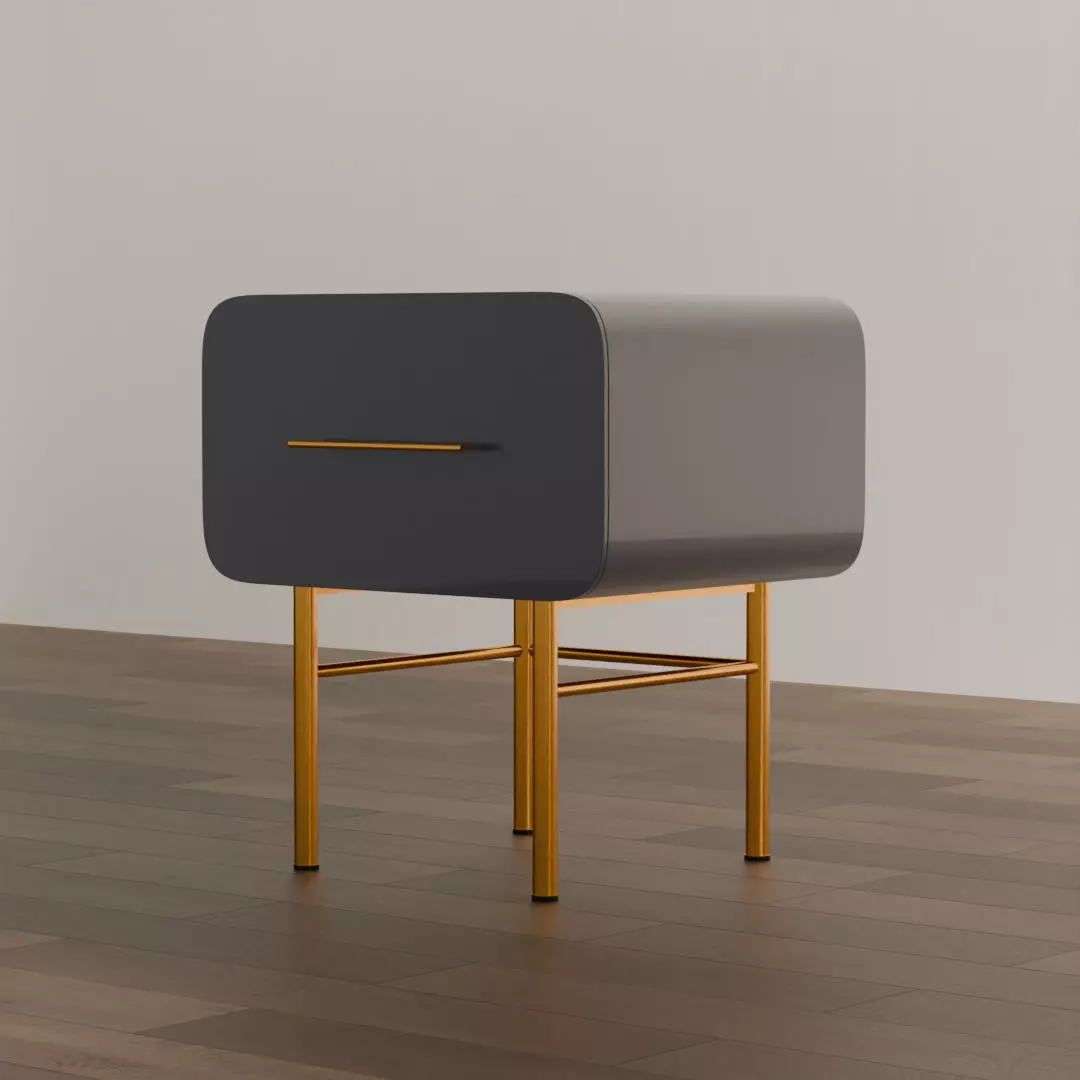 Contemporary Minimalist Bedside Table Low-poly 3D model_0