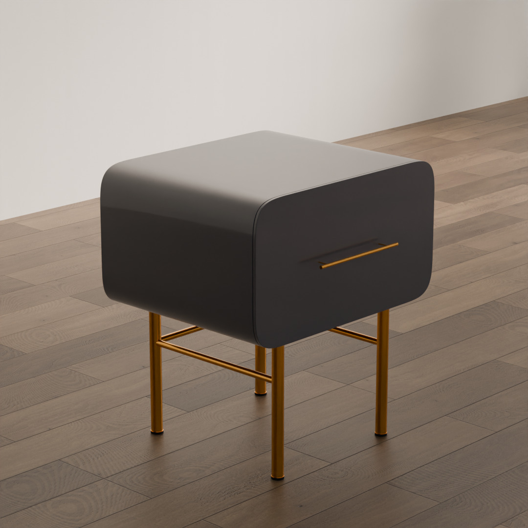 Contemporary Minimalist Bedside Table Low-poly 3D model_1