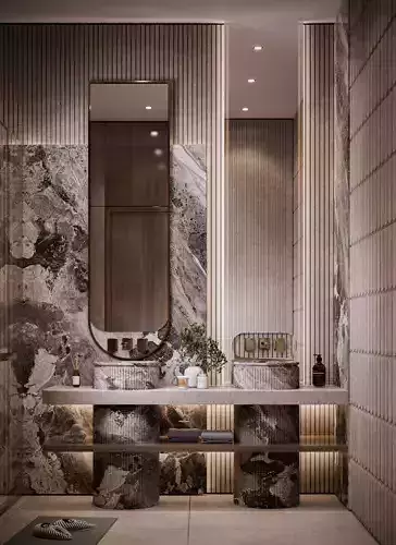 Luxury Double Vanity Bathroom Scene