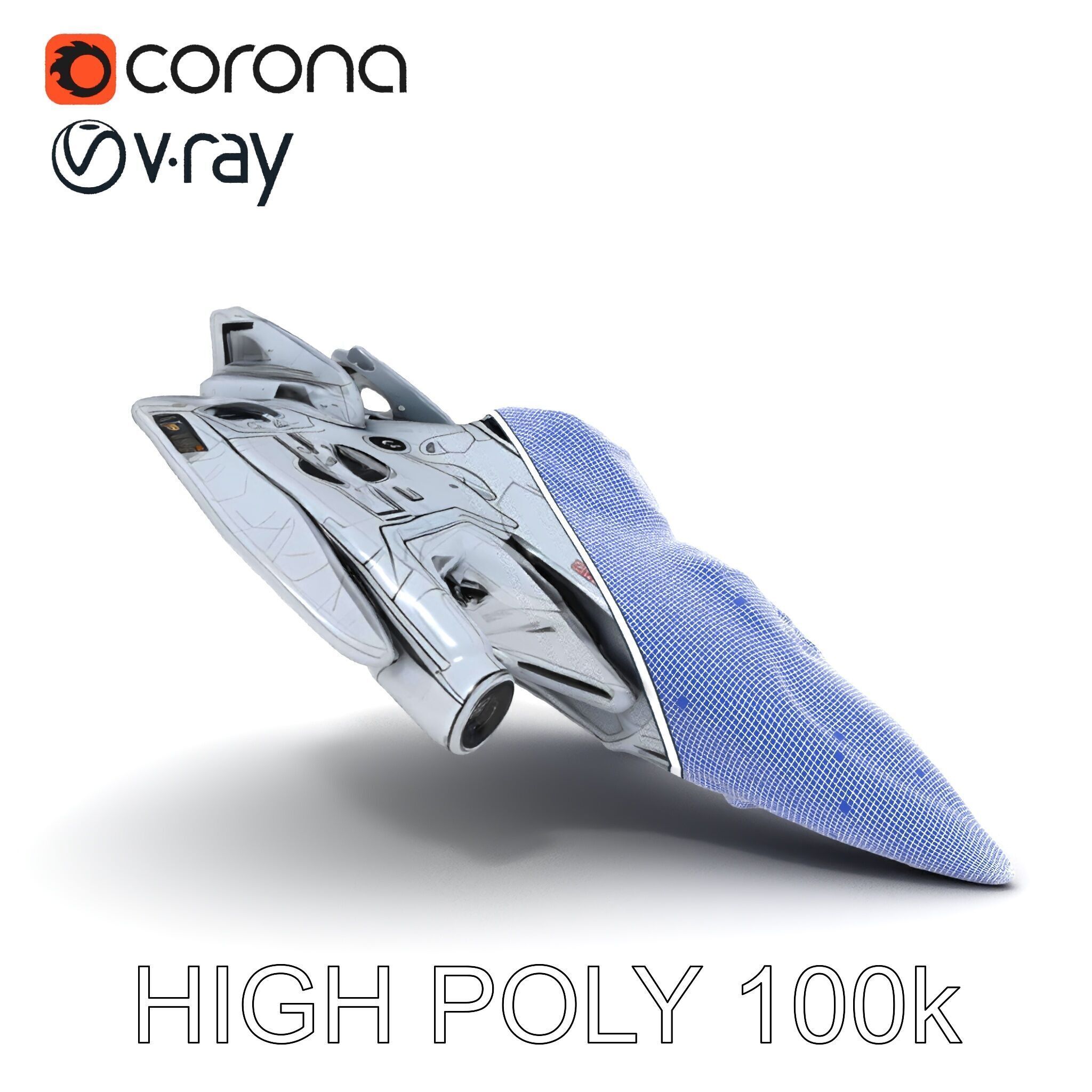 Futuristic Spaceship Model Pack Low-poly 3D model_21