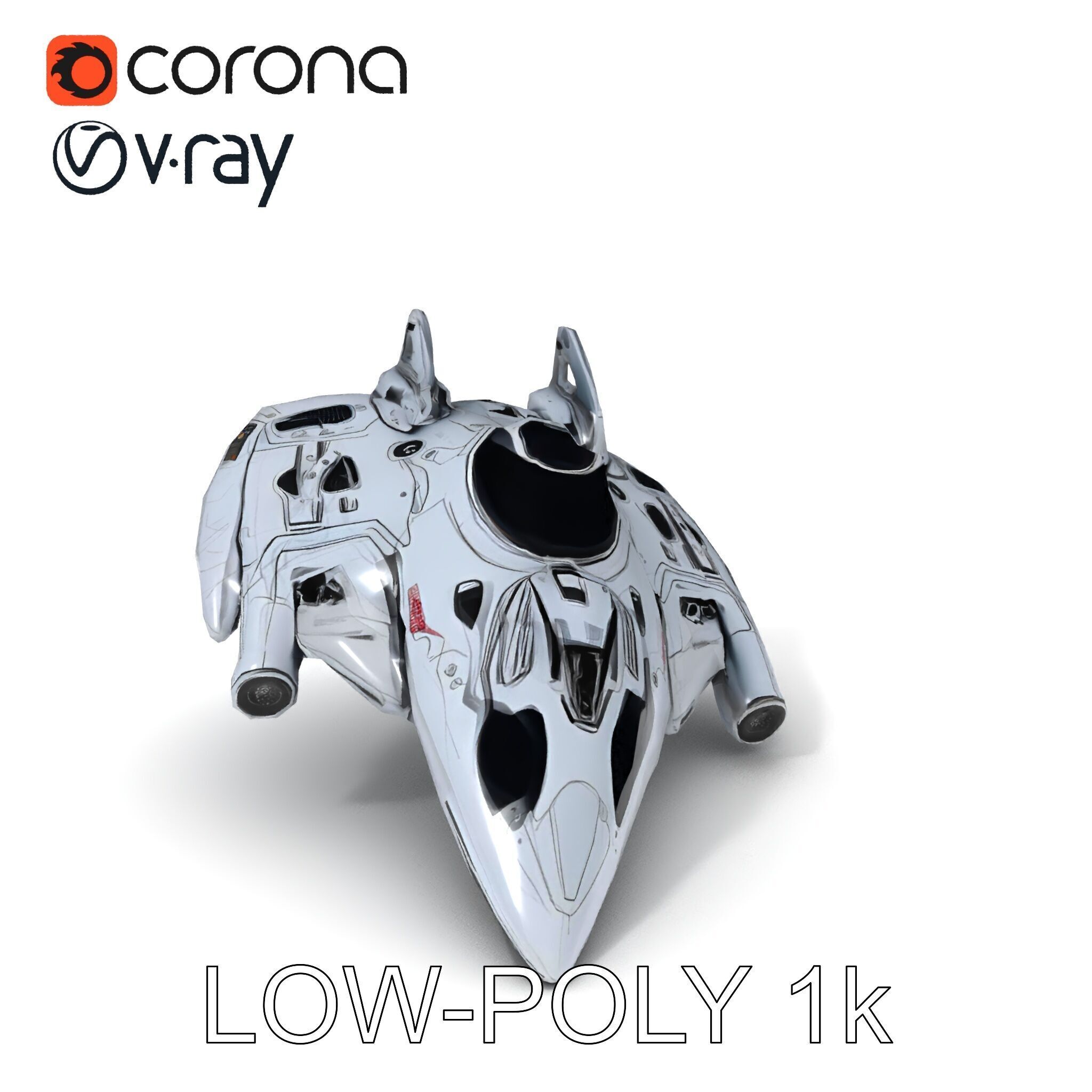 Futuristic Spaceship Model Pack Low-poly 3D model_34