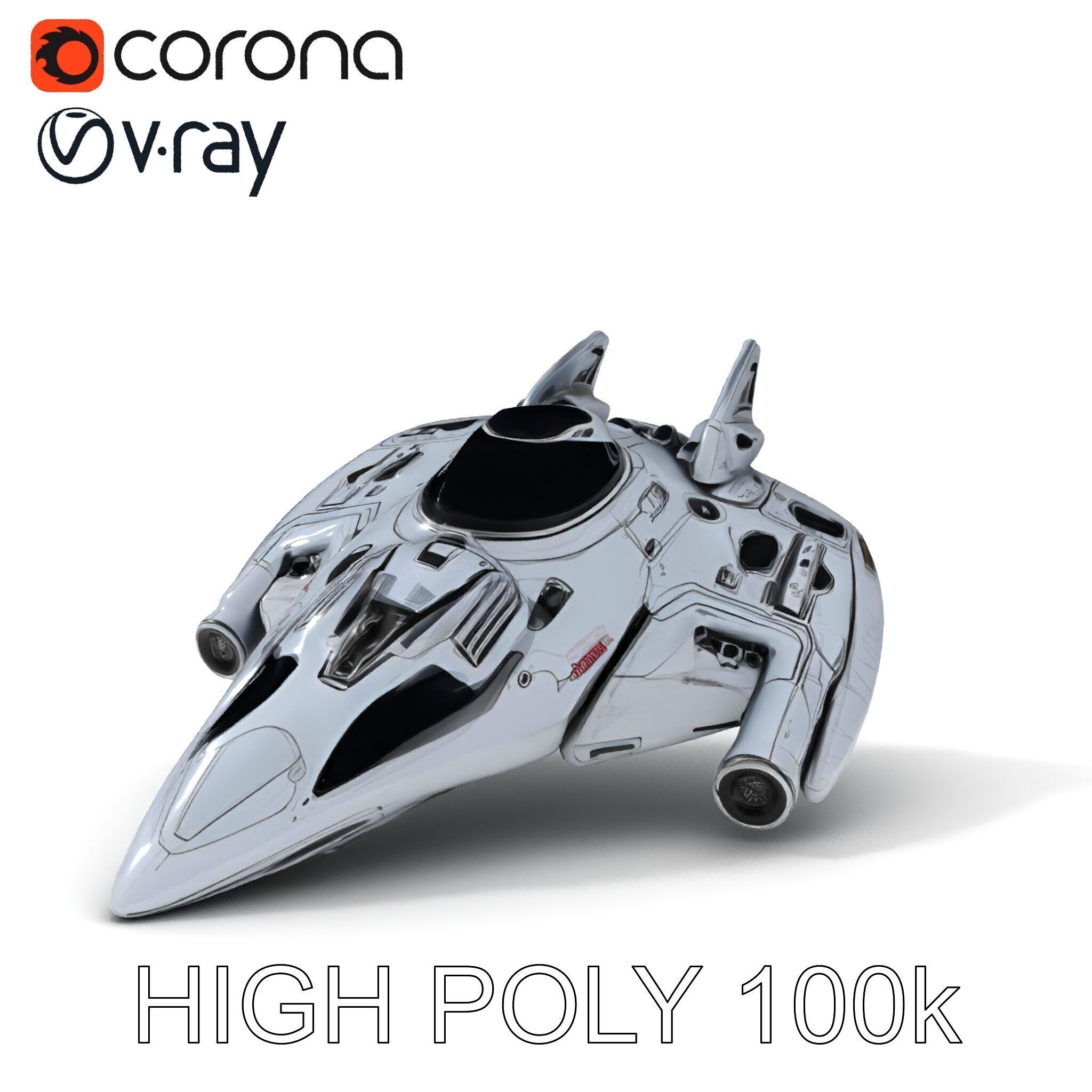 Futuristic Spaceship Model Pack Low-poly 3D model_35