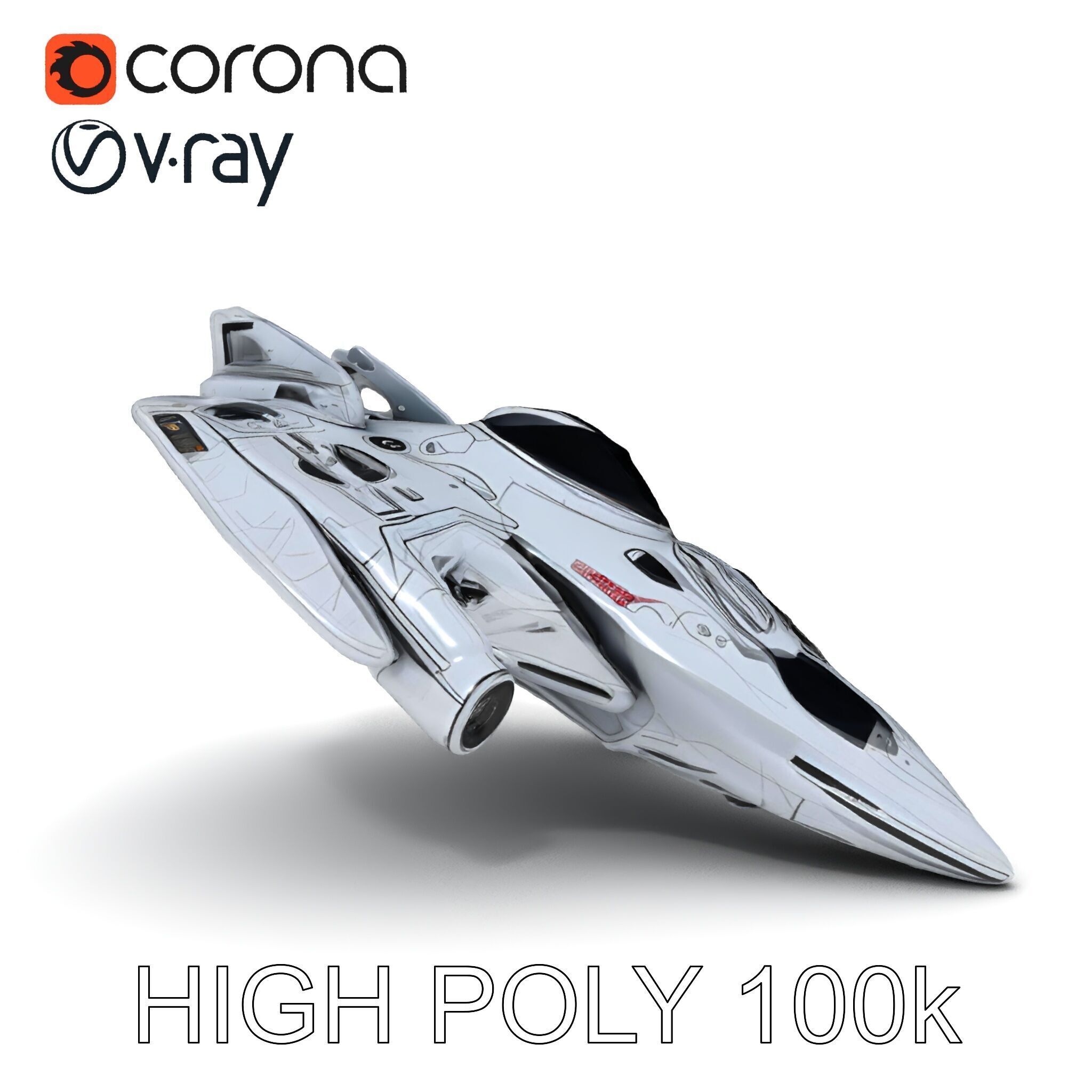 Futuristic Spaceship Model Pack Low-poly 3D model_8
