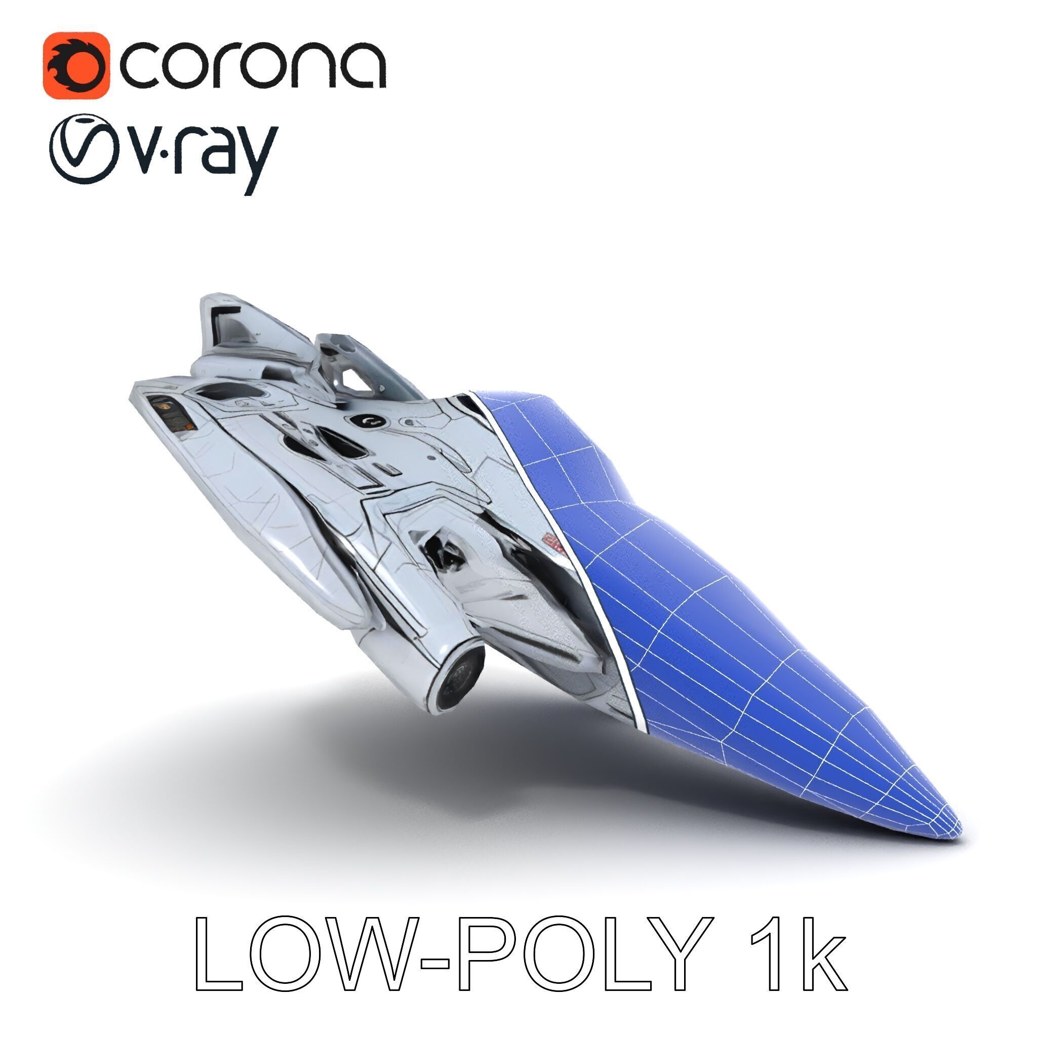 Futuristic Spaceship Model Pack Low-poly 3D model_10