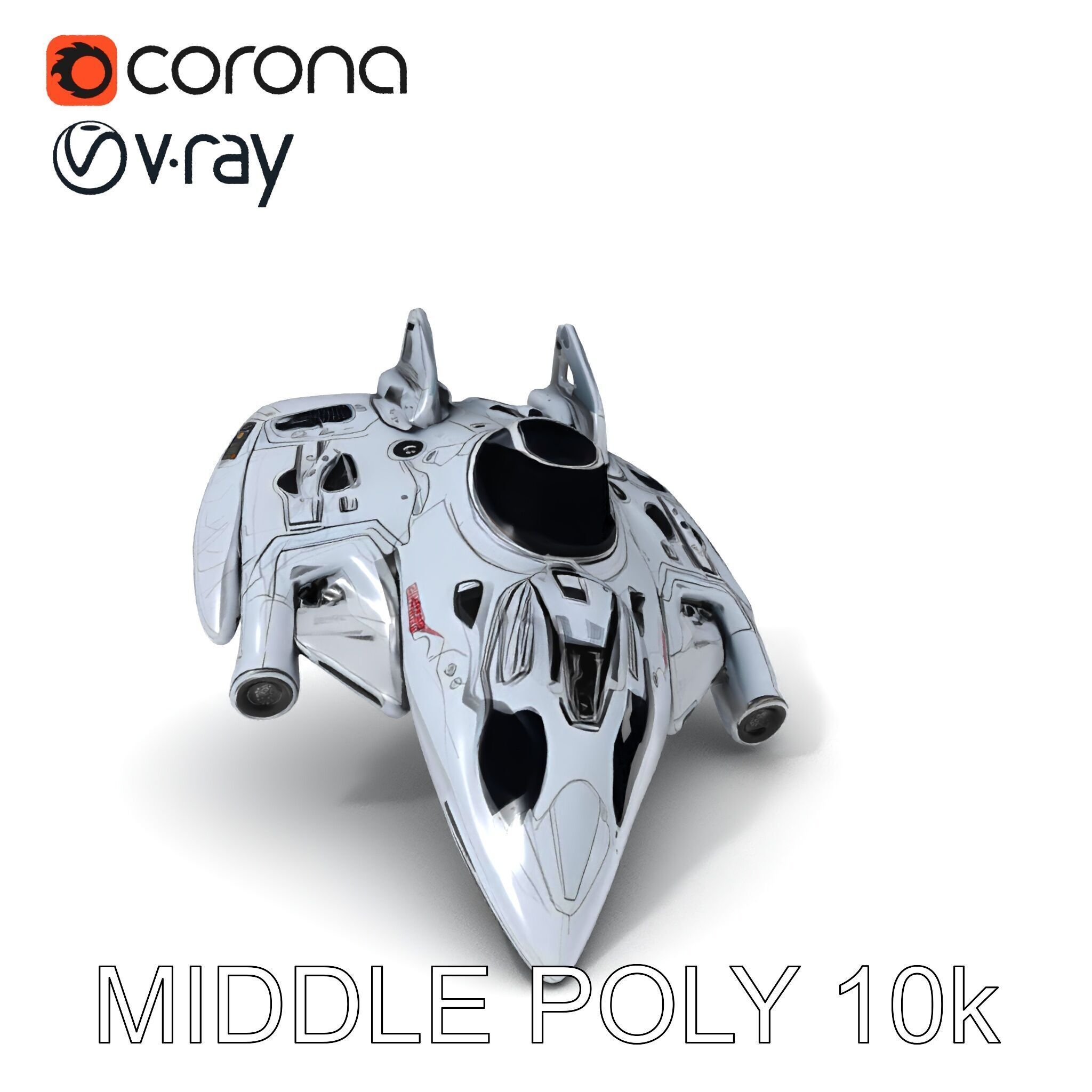 Futuristic Spaceship Model Pack Low-poly 3D model_22