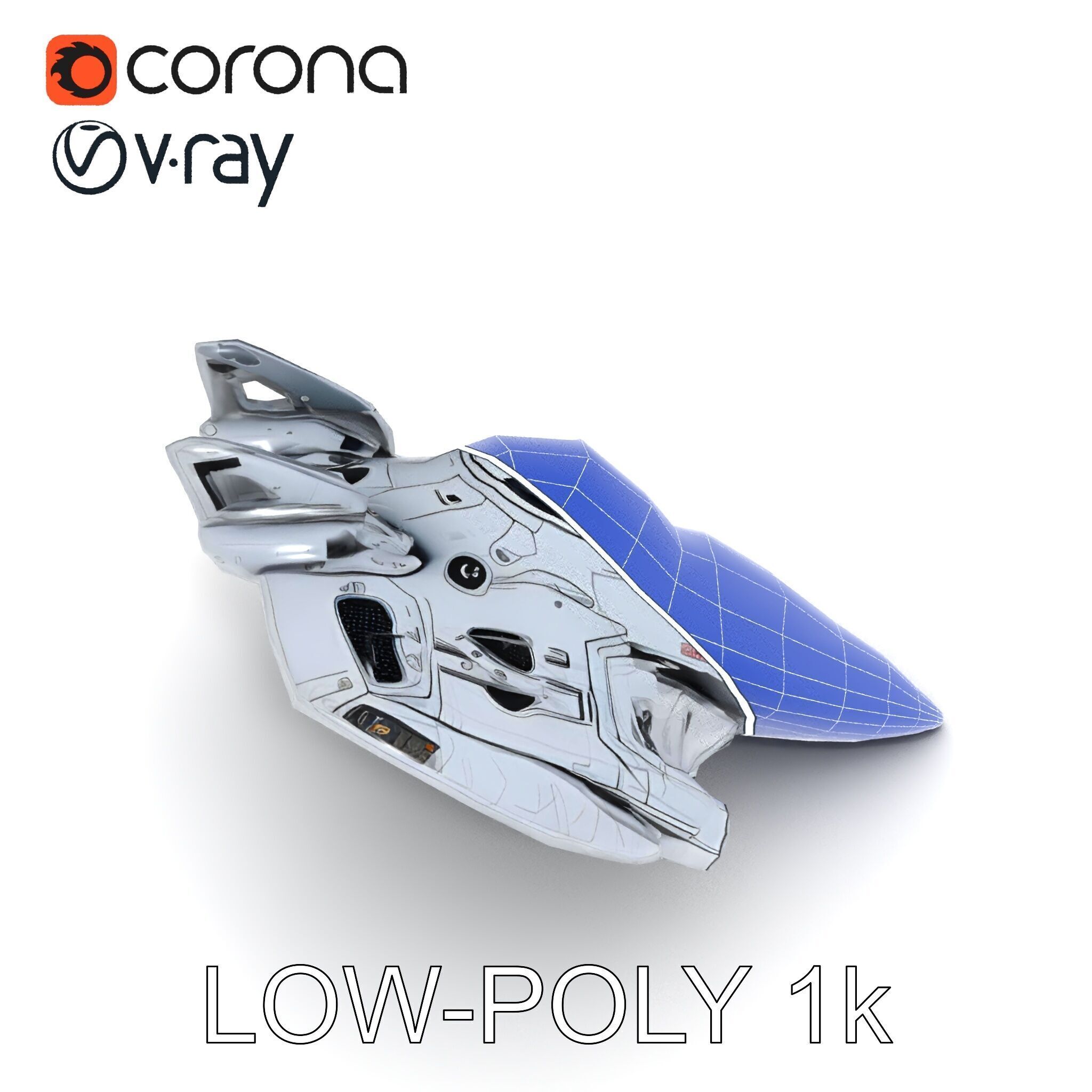 Futuristic Spaceship Model Pack Low-poly 3D model_20