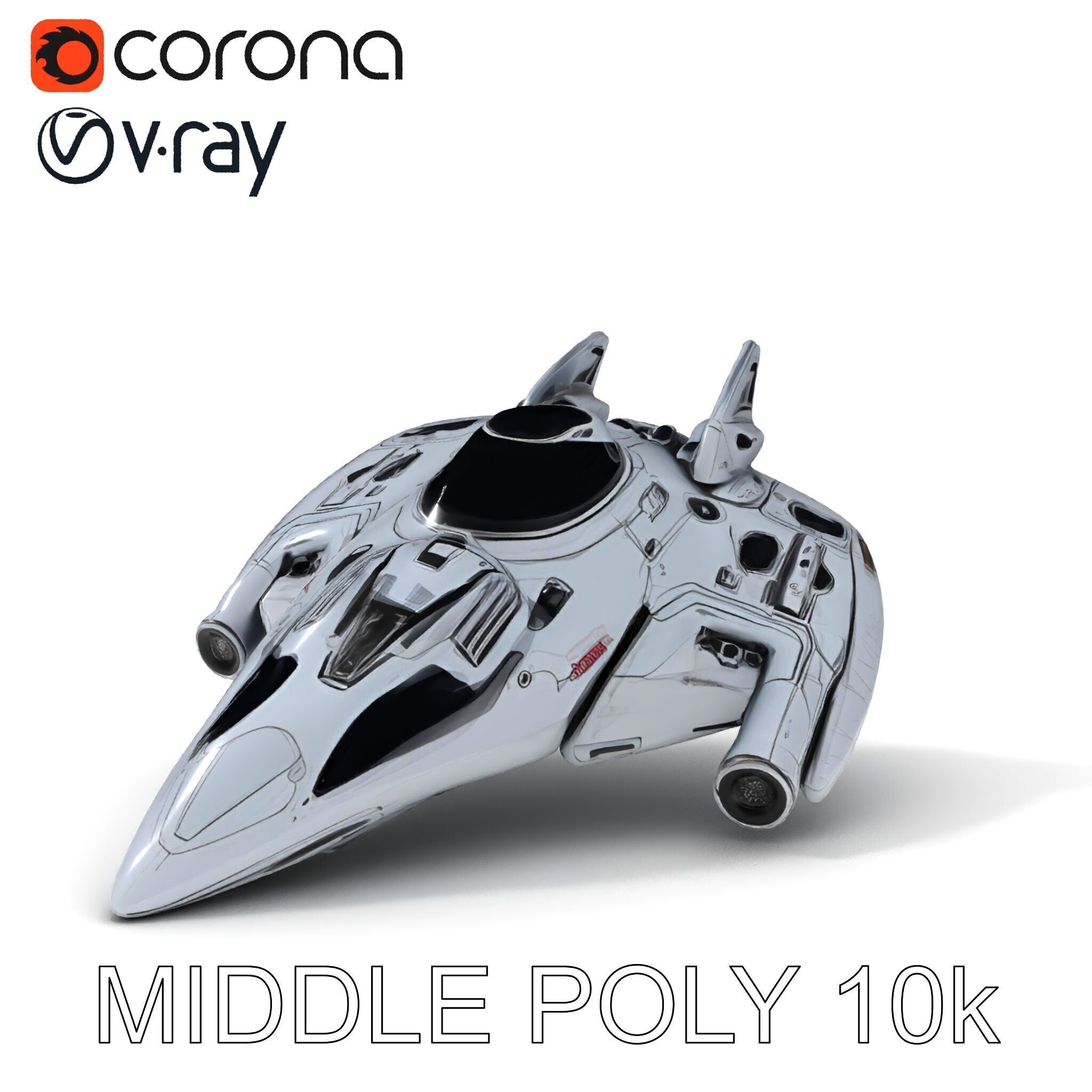 Futuristic Spaceship Model Pack Low-poly 3D model_11