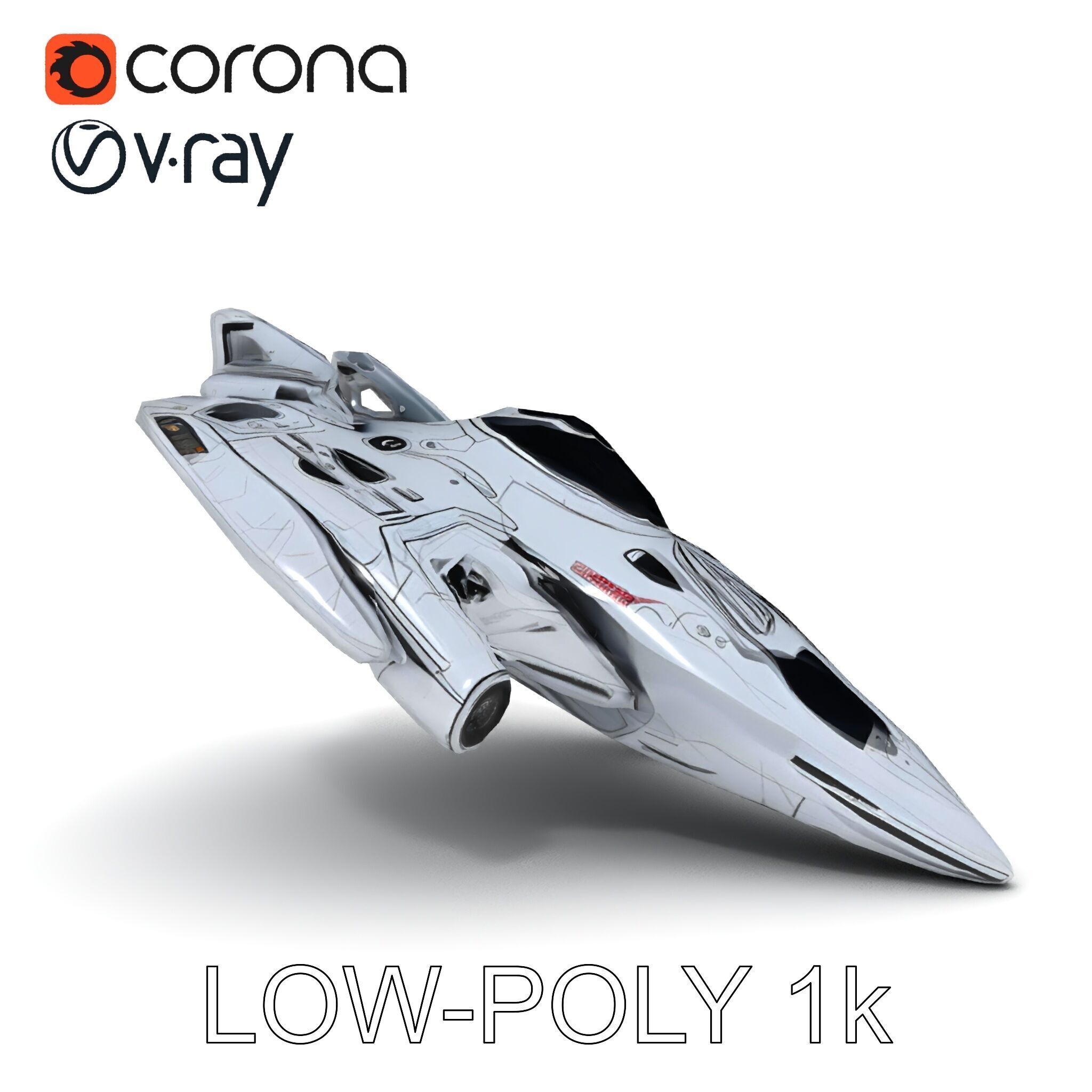 Futuristic Spaceship Model Pack Low-poly 3D model_18