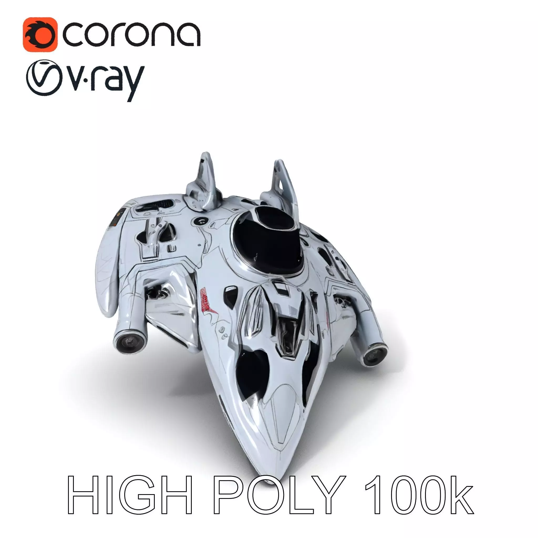 Futuristic Spaceship Model Pack Low-poly 3D model_0