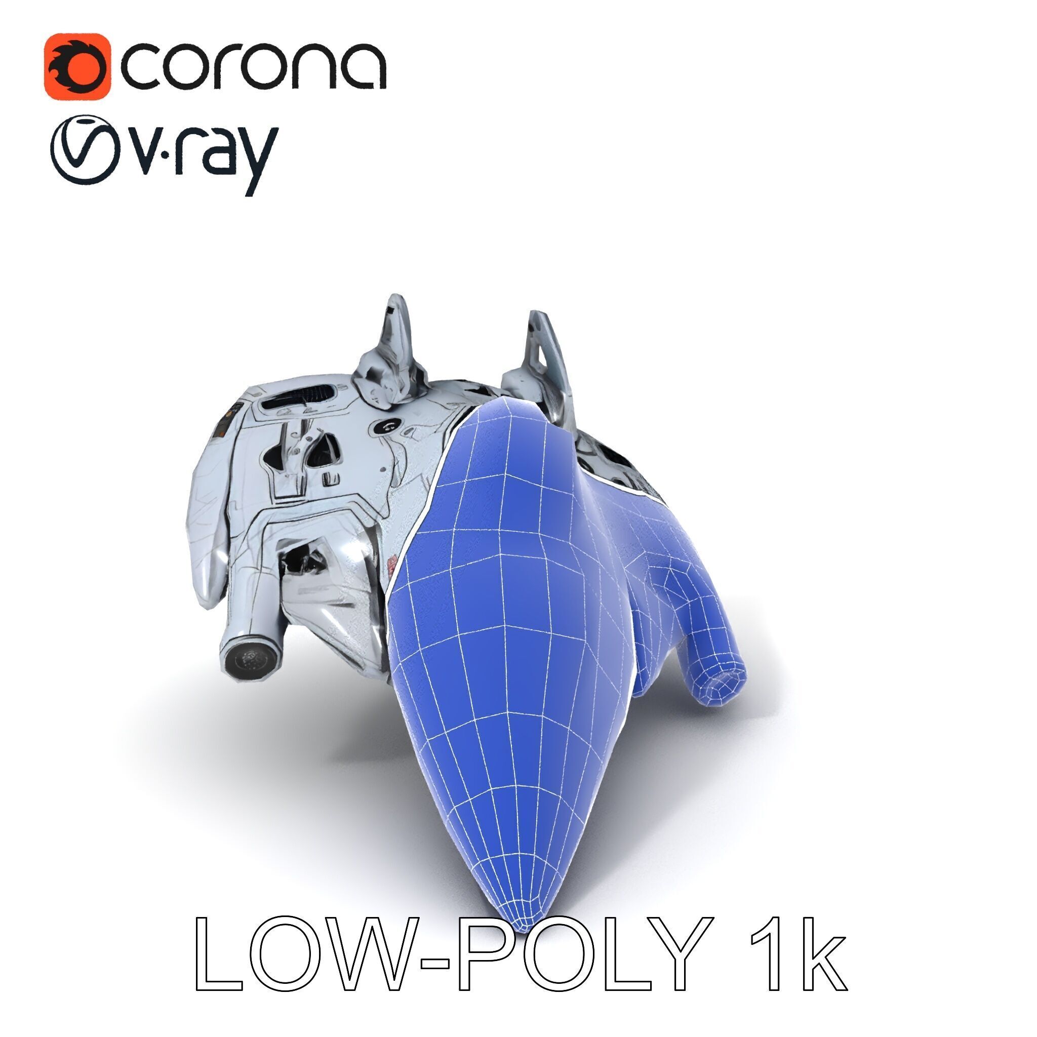 Futuristic Spaceship Model Pack Low-poly 3D model_15