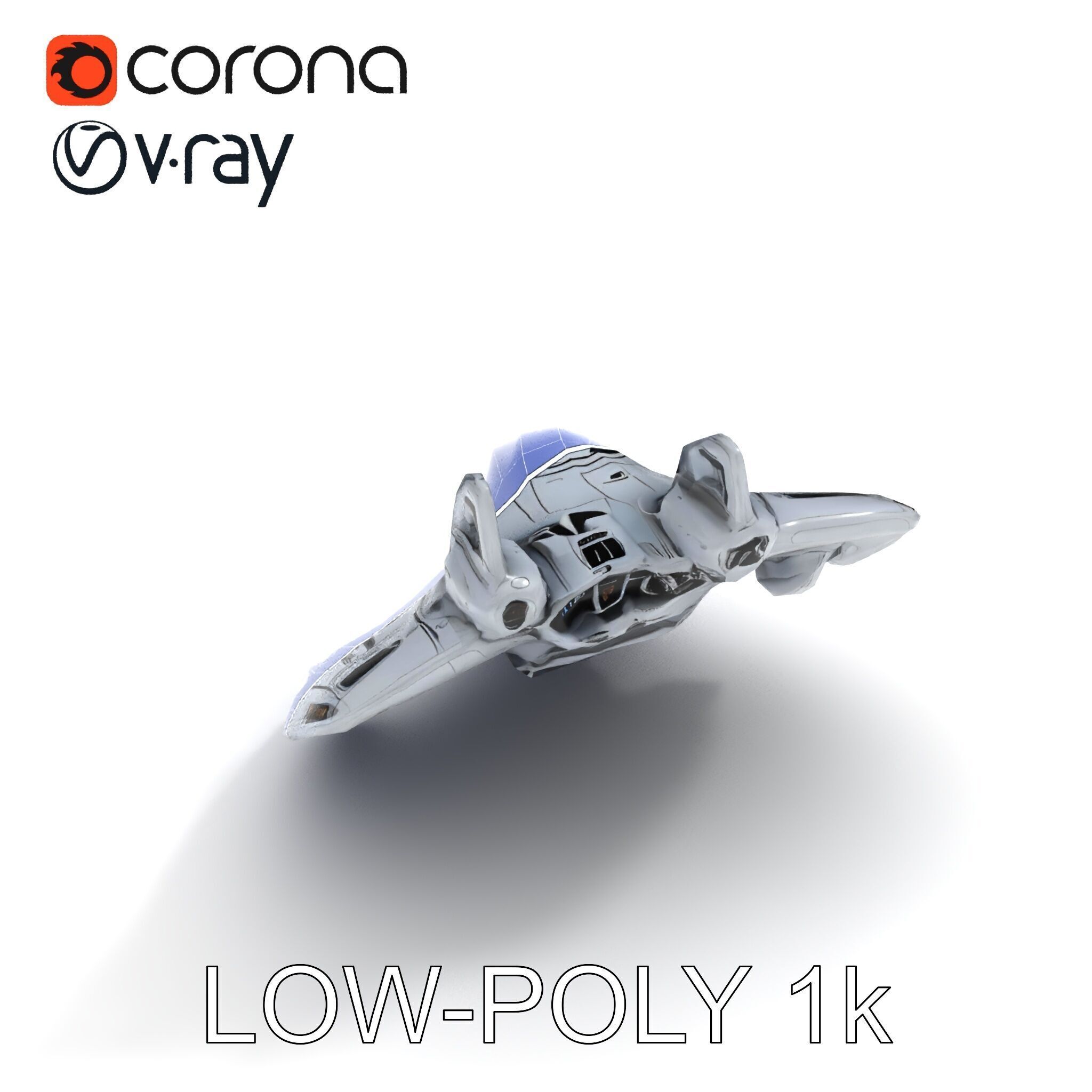 Futuristic Spaceship Model Pack Low-poly 3D model_25