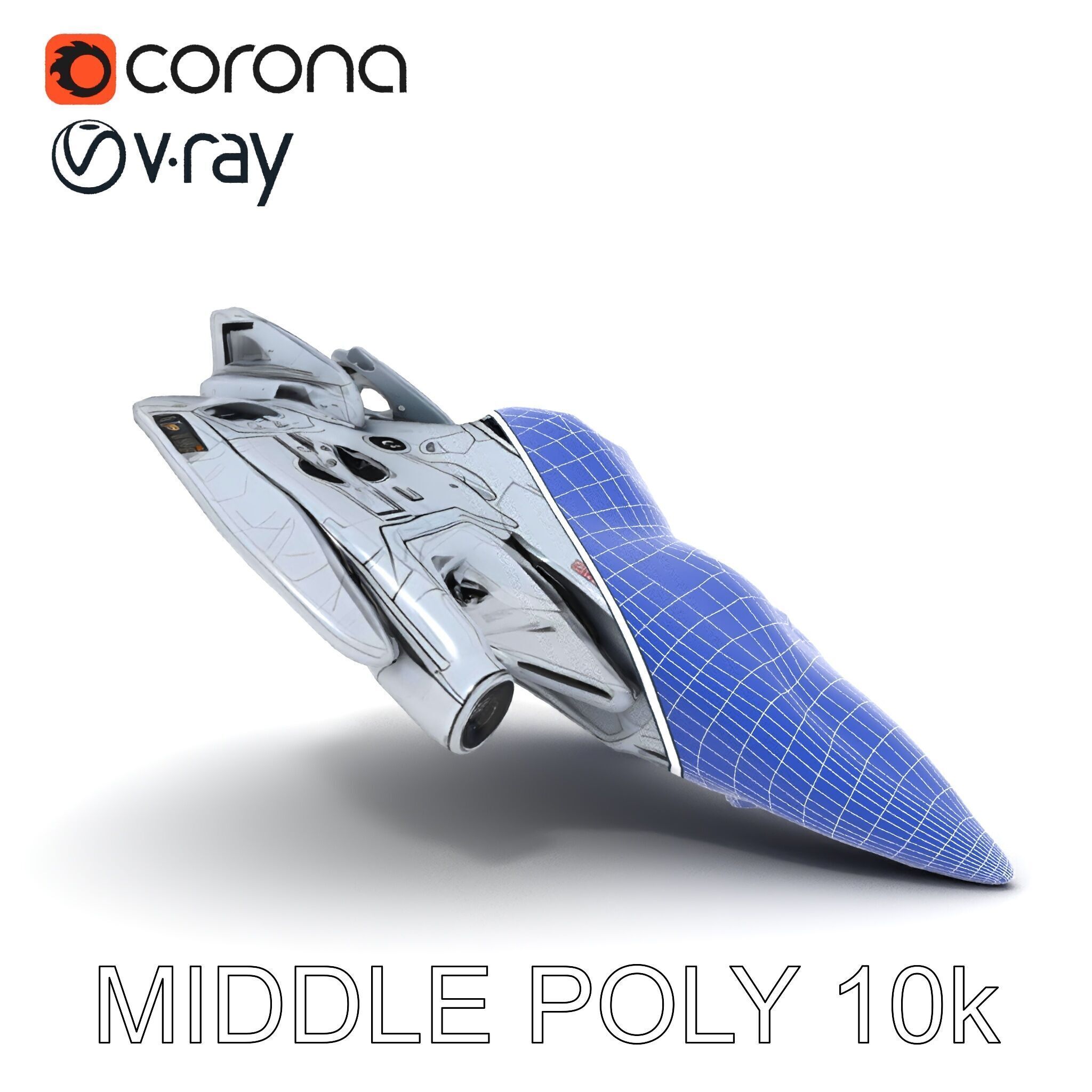 Futuristic Spaceship Model Pack Low-poly 3D model_30