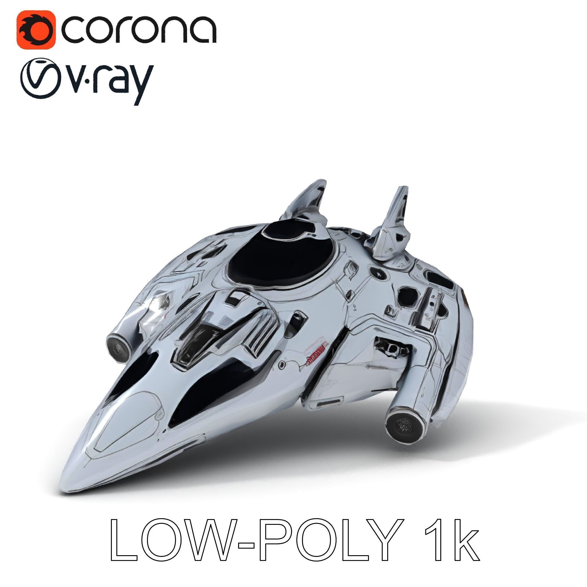 Futuristic Spaceship Model Pack Low-poly 3D model_12