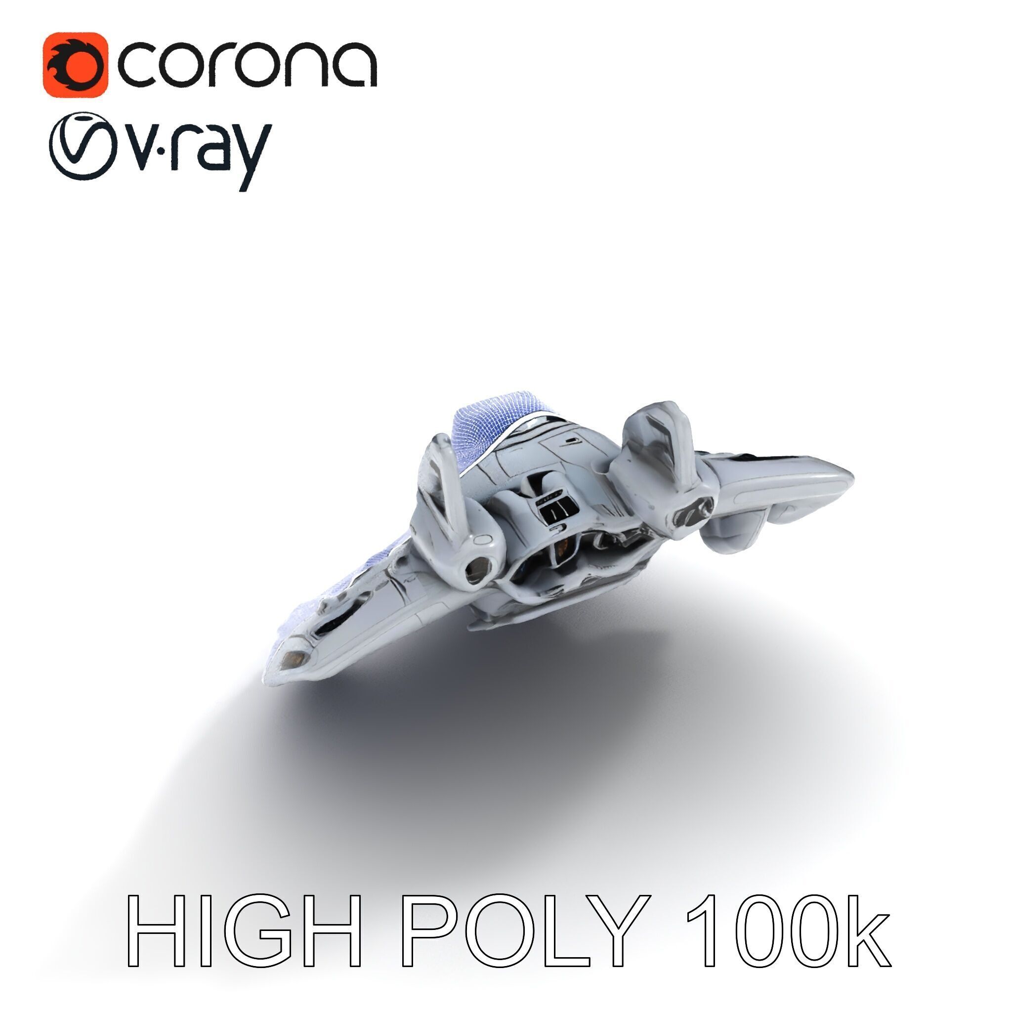 Futuristic Spaceship Model Pack Low-poly 3D model_13