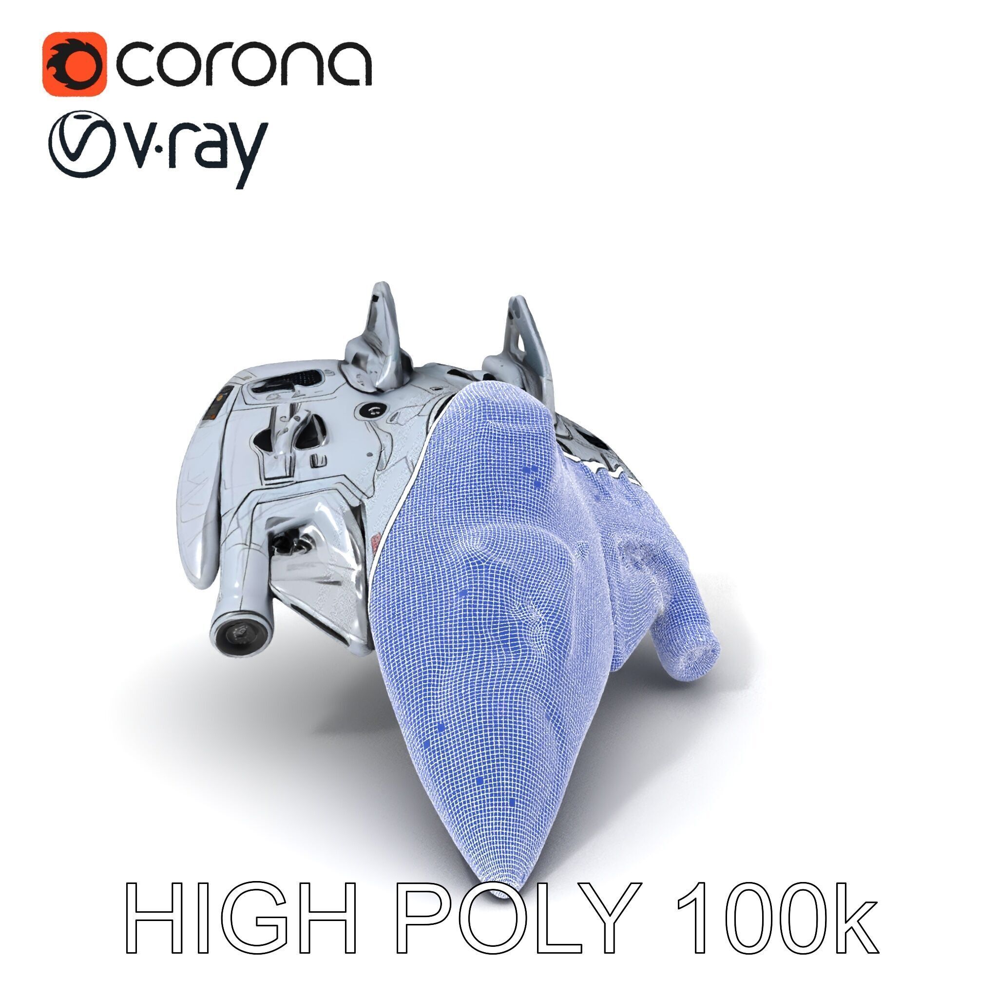 Futuristic Spaceship Model Pack Low-poly 3D model_3