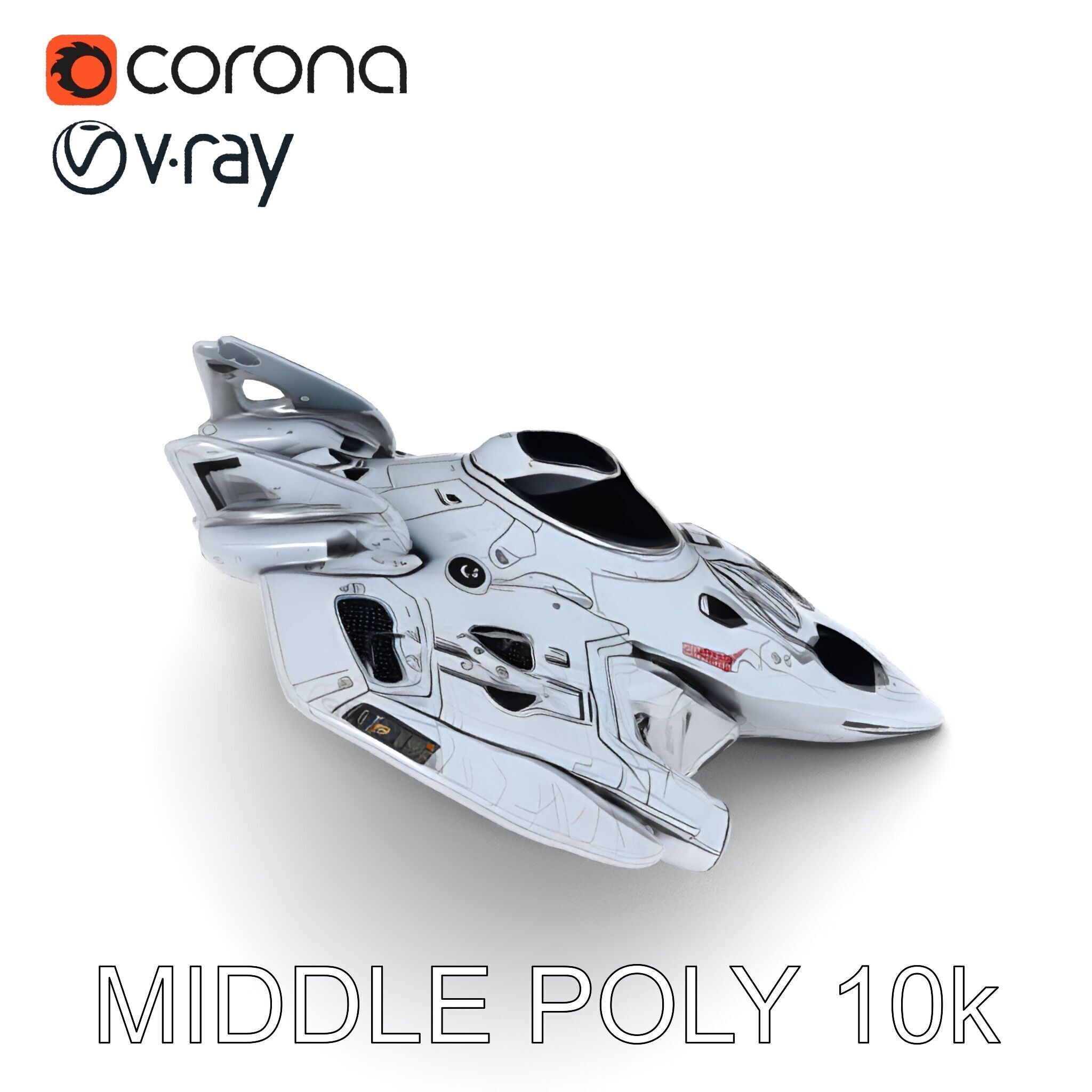 Futuristic Spaceship Model Pack Low-poly 3D model_6