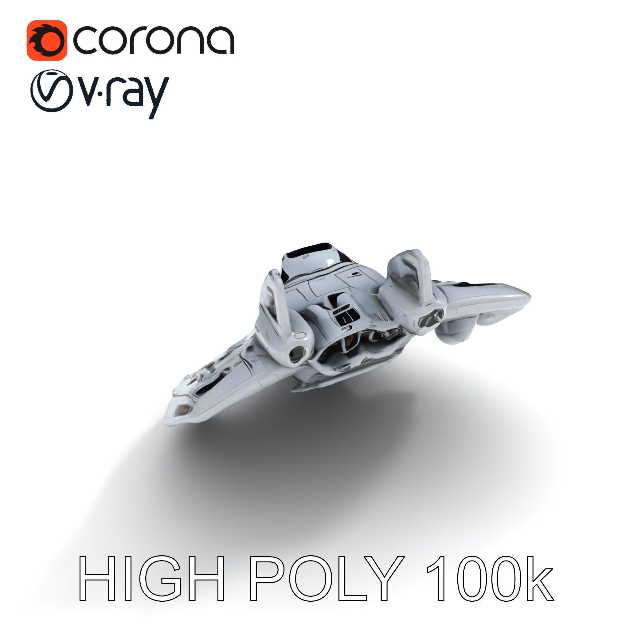 Futuristic Spaceship Model Pack Low-poly 3D model_26