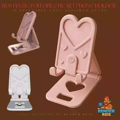 Romantic Foldable Heart Phone Holder 3D print model