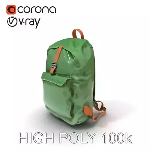 Green Backpack D Model Pack