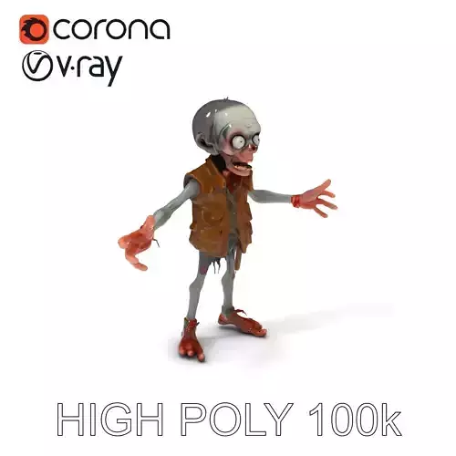 Zombie Character D Model  Low Mid HighPoly with PBR Textures