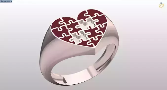 enamel puzzle heart signet  3D print model