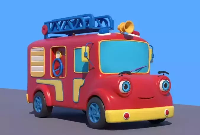 Cartoon Fire Truck 3D Model