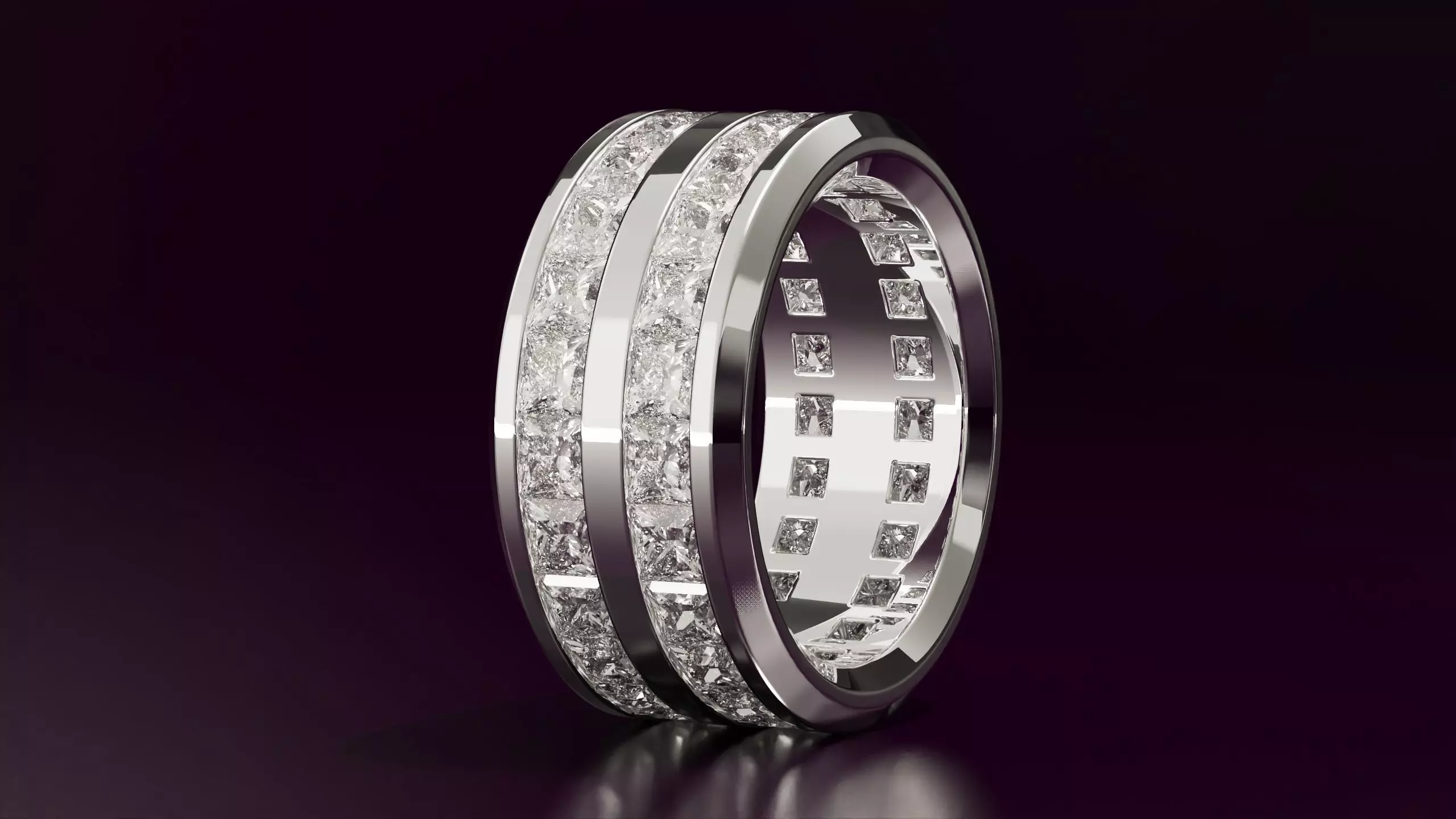 2line princess cut eternity ring 52EU size 3D print model